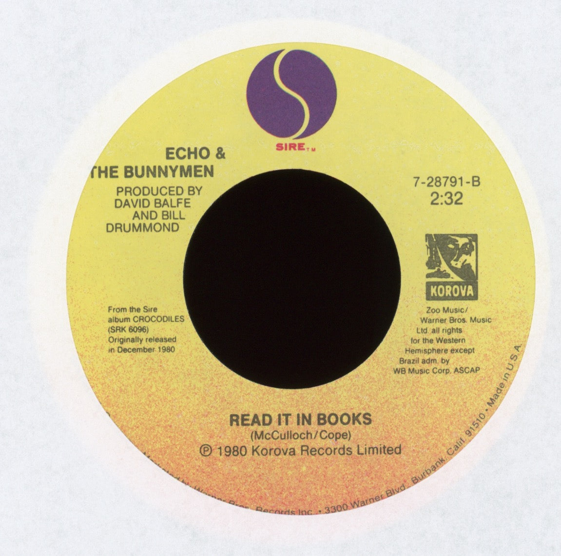 Echo & The Bunnymen - Bring On The Dancing Horses on Sire With Picture Sleeve