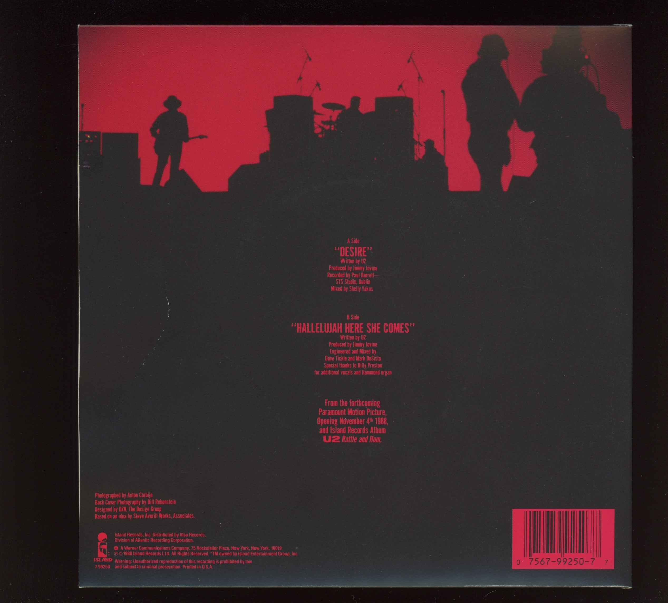 U2 - Desire on Island With Picture Sleeve Gatefold