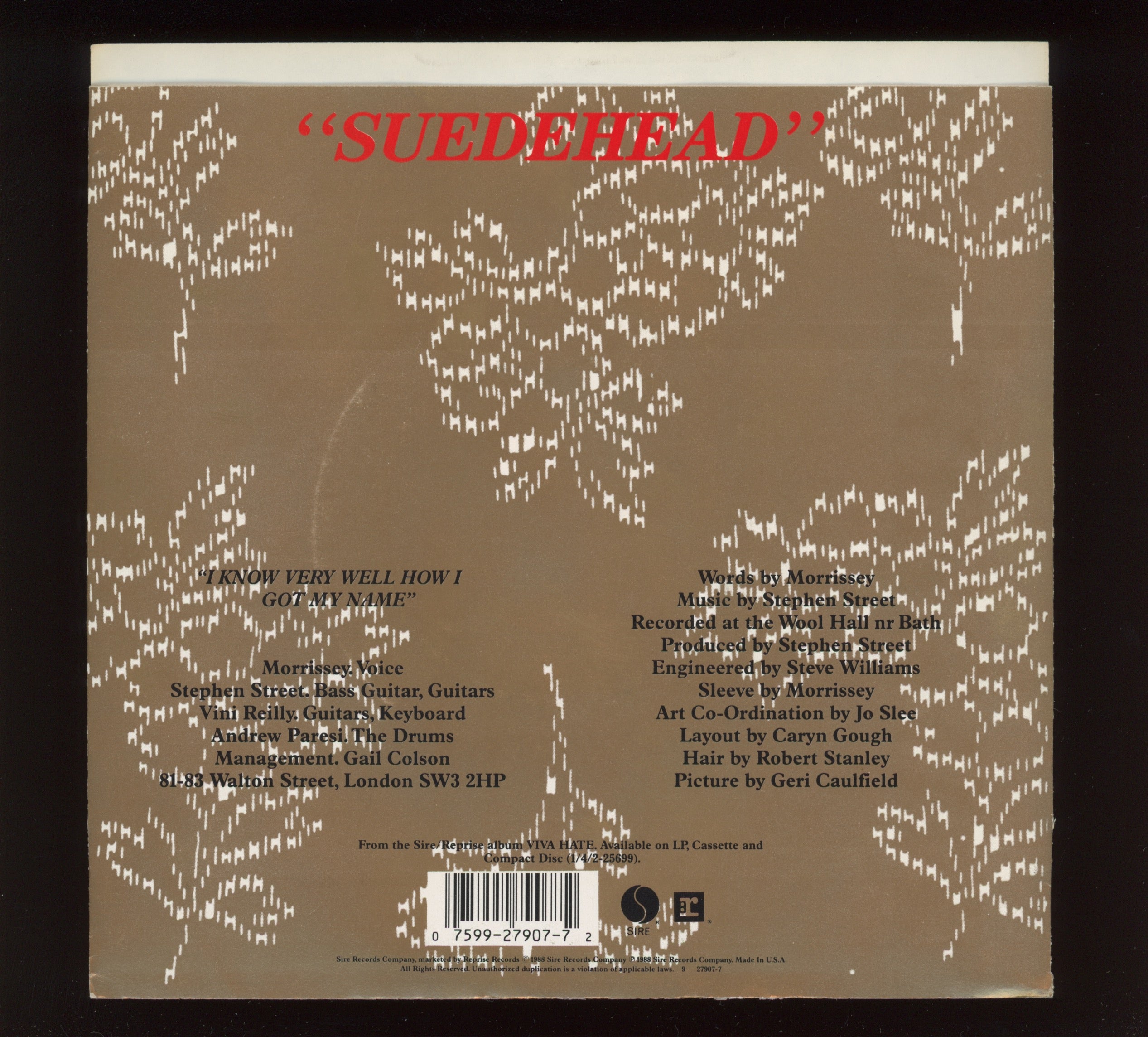 Morrissey - Suedehead on Sire With Picture Sleeve