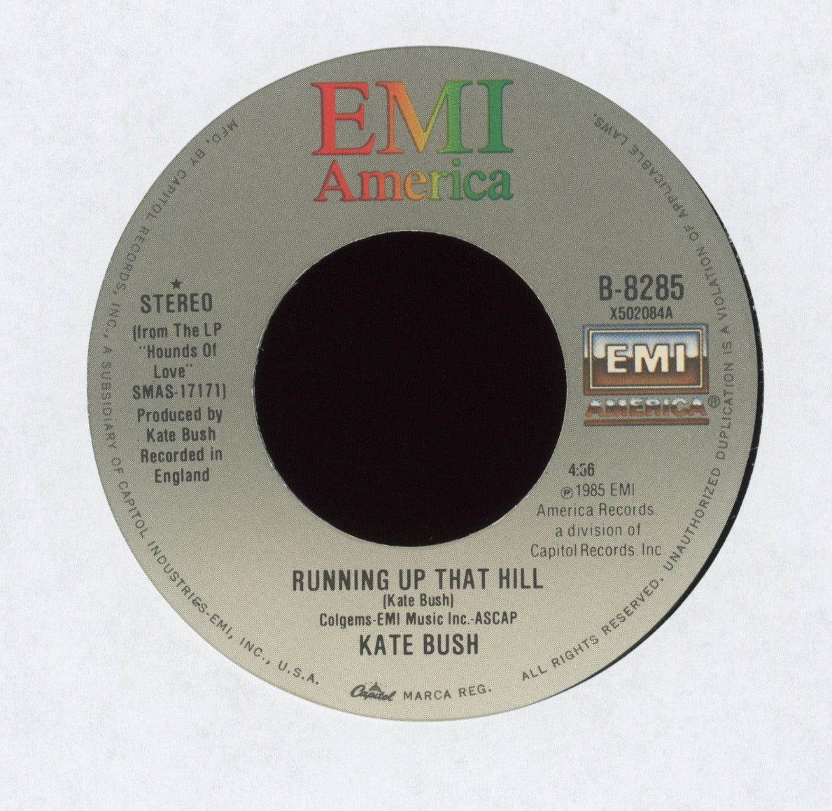 Kate Bush - Running Up That Hill on EMI America With Picture Sleeve