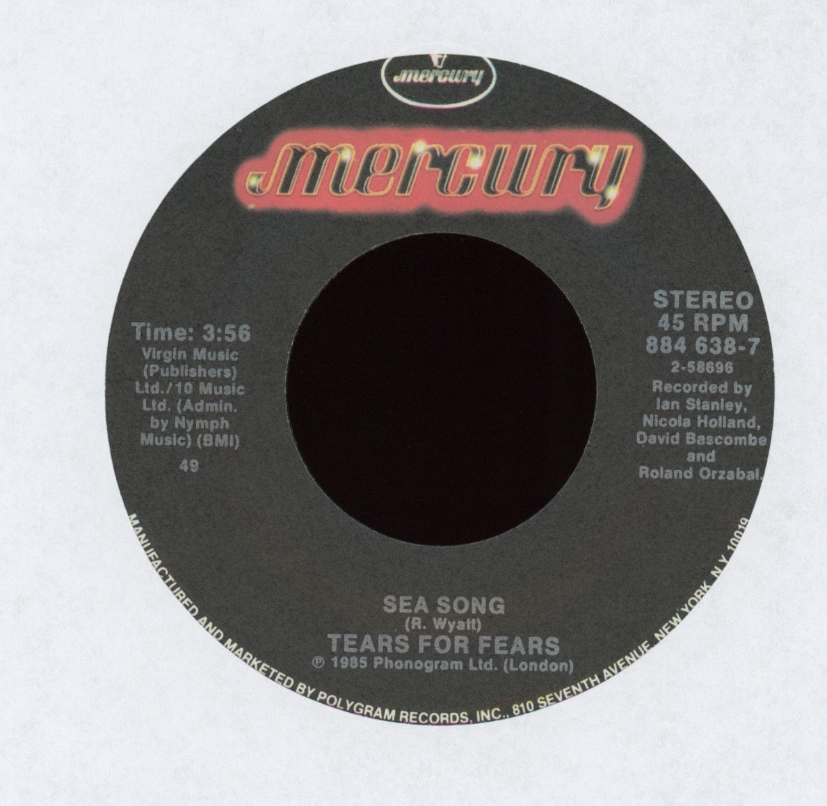 Tears For Fears - Mothers Talk on Mercury With Picture Sleeve