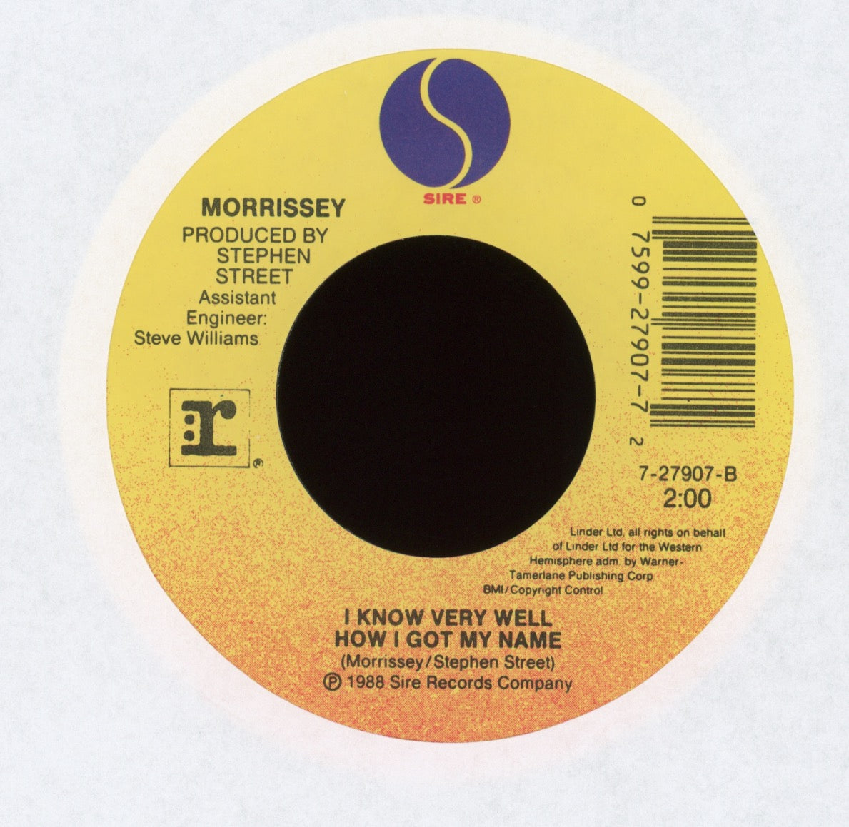 Morrissey - Suedehead on Sire With Picture Sleeve
