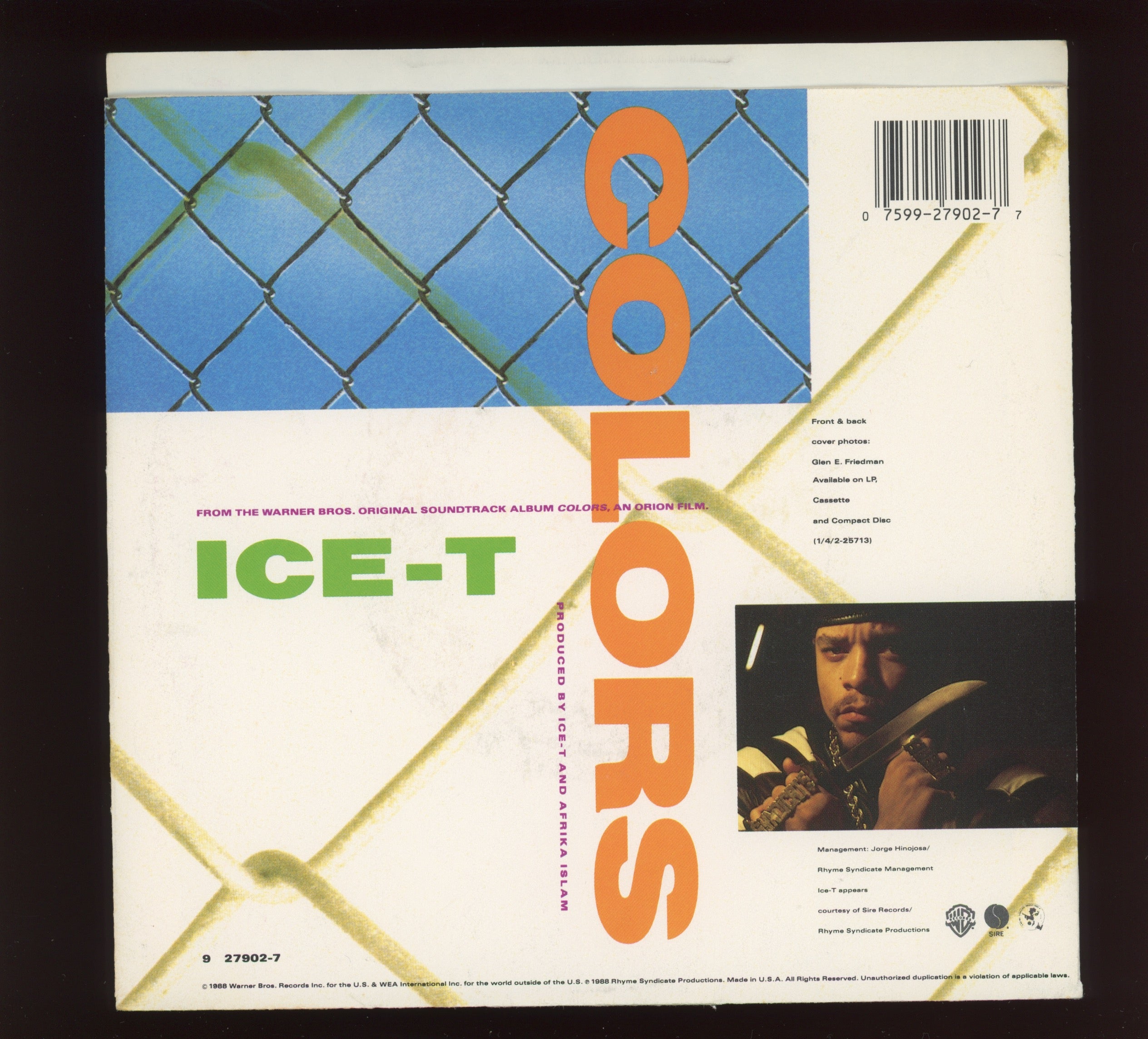 Ice-T - Colors on Sire Warner Bros With Picture Sleeve