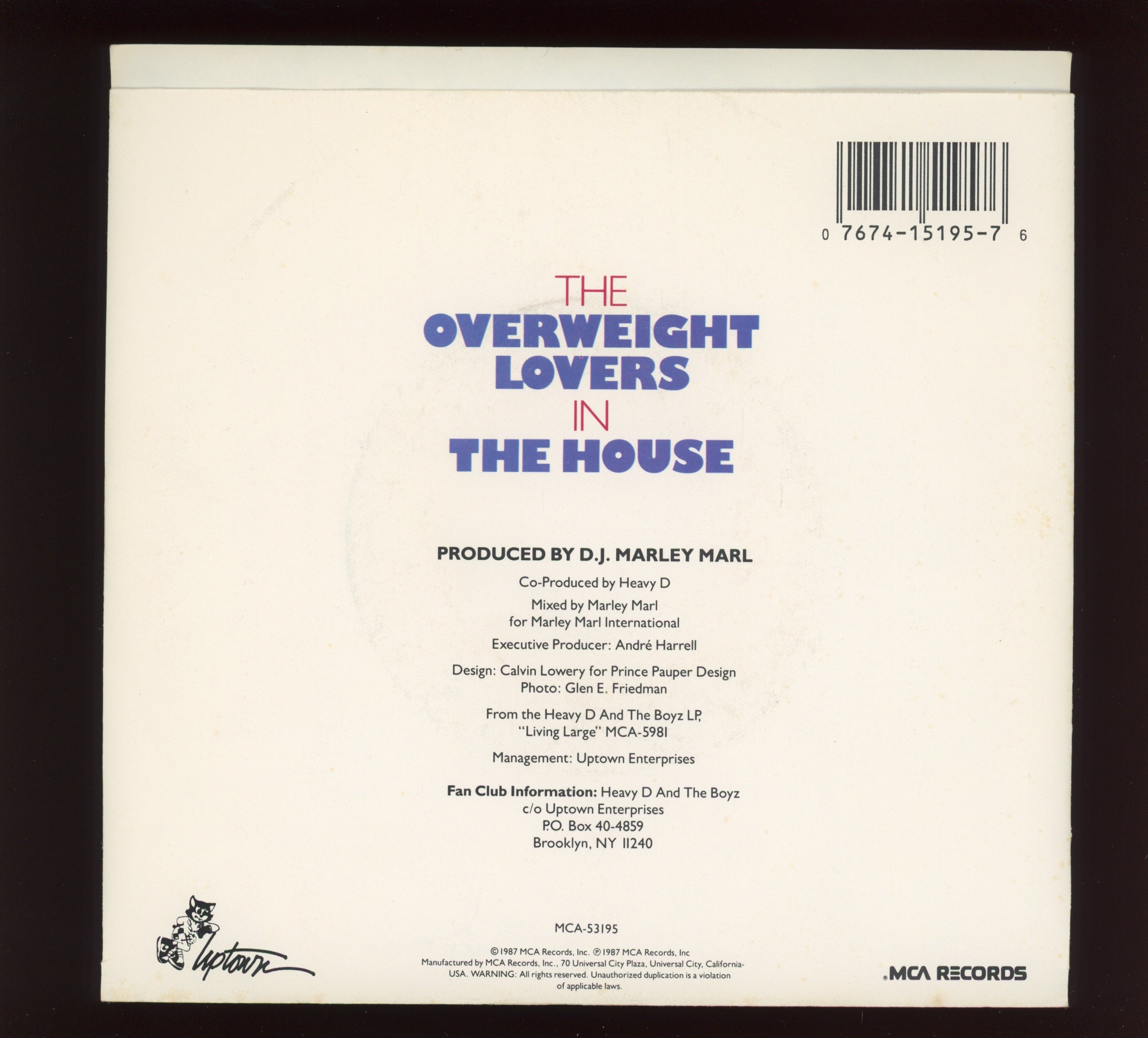 Heavy D. & The Boyz - The Overweight Lovers In The House on MCA With Picture Sleeve