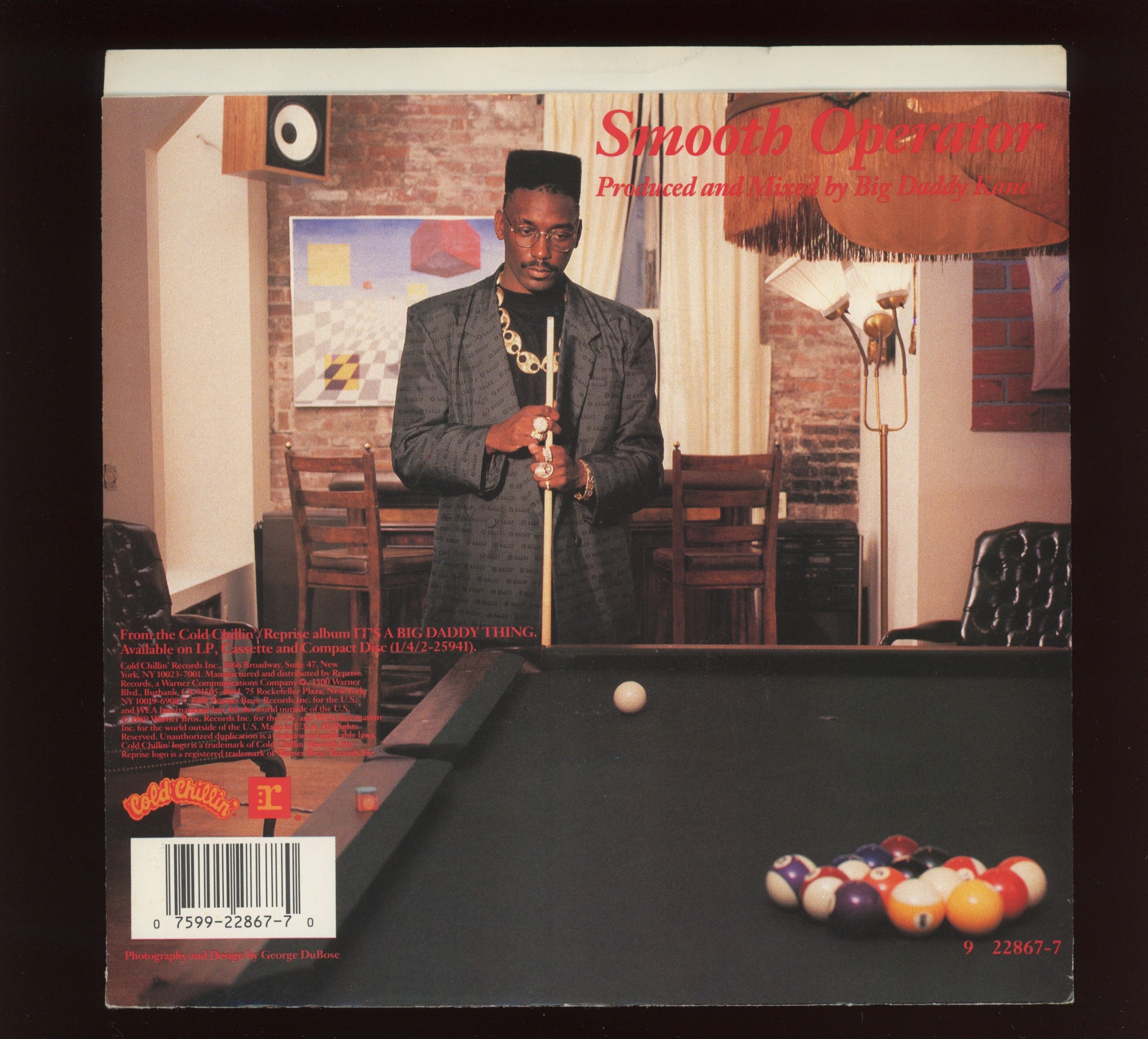 Big Daddy Kane - Smooth Operator on Cold Chillin' With Picture Sleeve