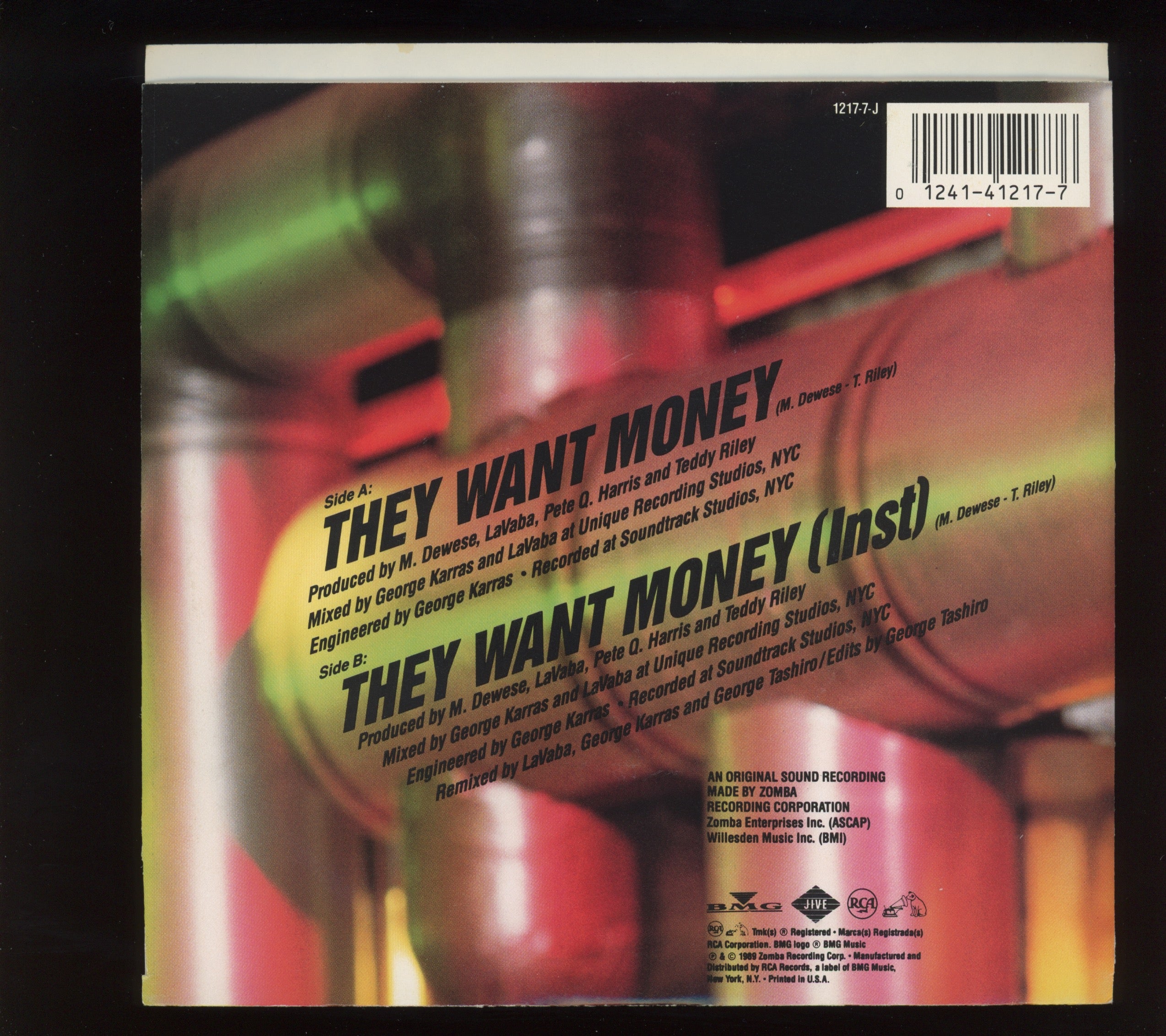 Kool Moe Dee - They Want Money on Jive With Picture Sleeve