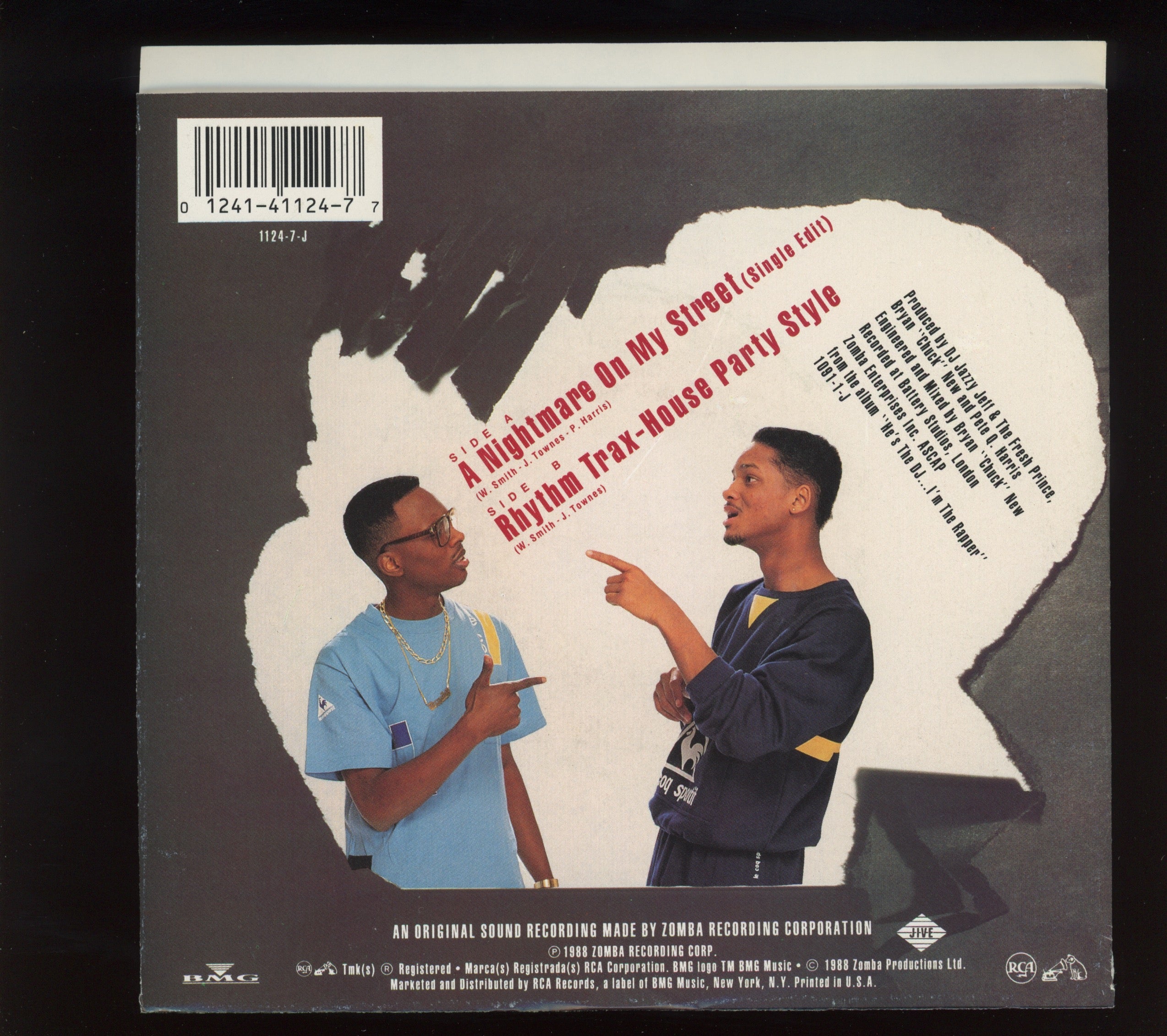 DJ Jazzy Jeff & The Fresh Prince - A Nightmare On My Street on Jive With Picture Sleeve