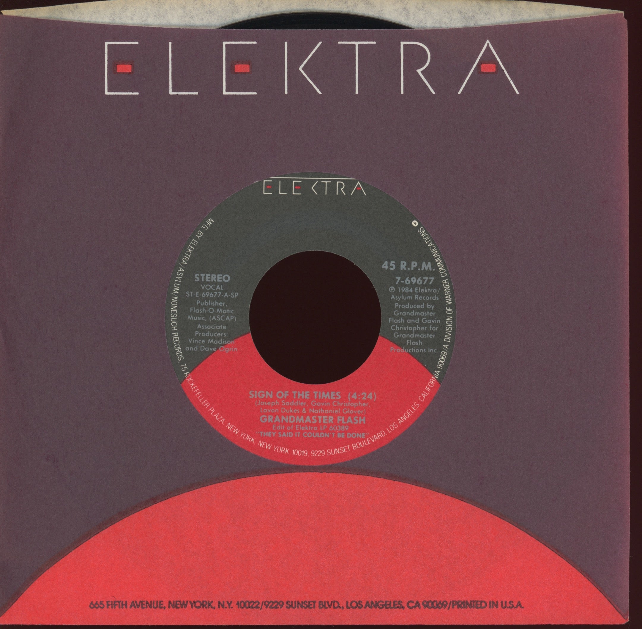 Grandmaster Flash - Sign Of The Times on Elektra