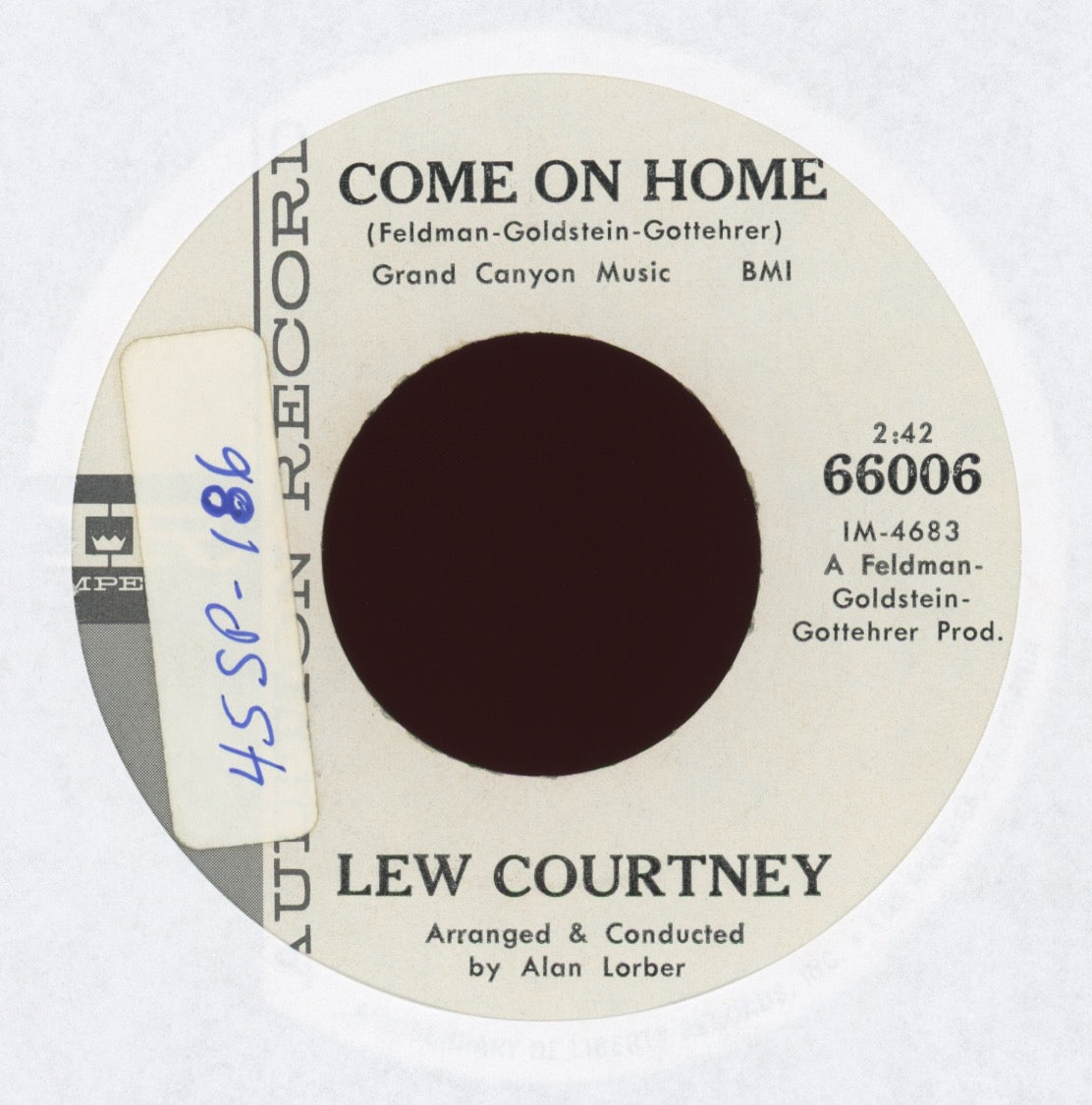 Lew Courtney - Come On Home / The Man With The Cigar Lou Courtney