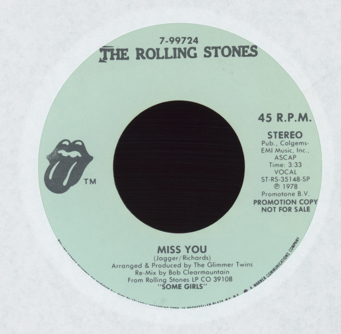 The Rolling Stones - Miss You on Rolling Stones Records Promo