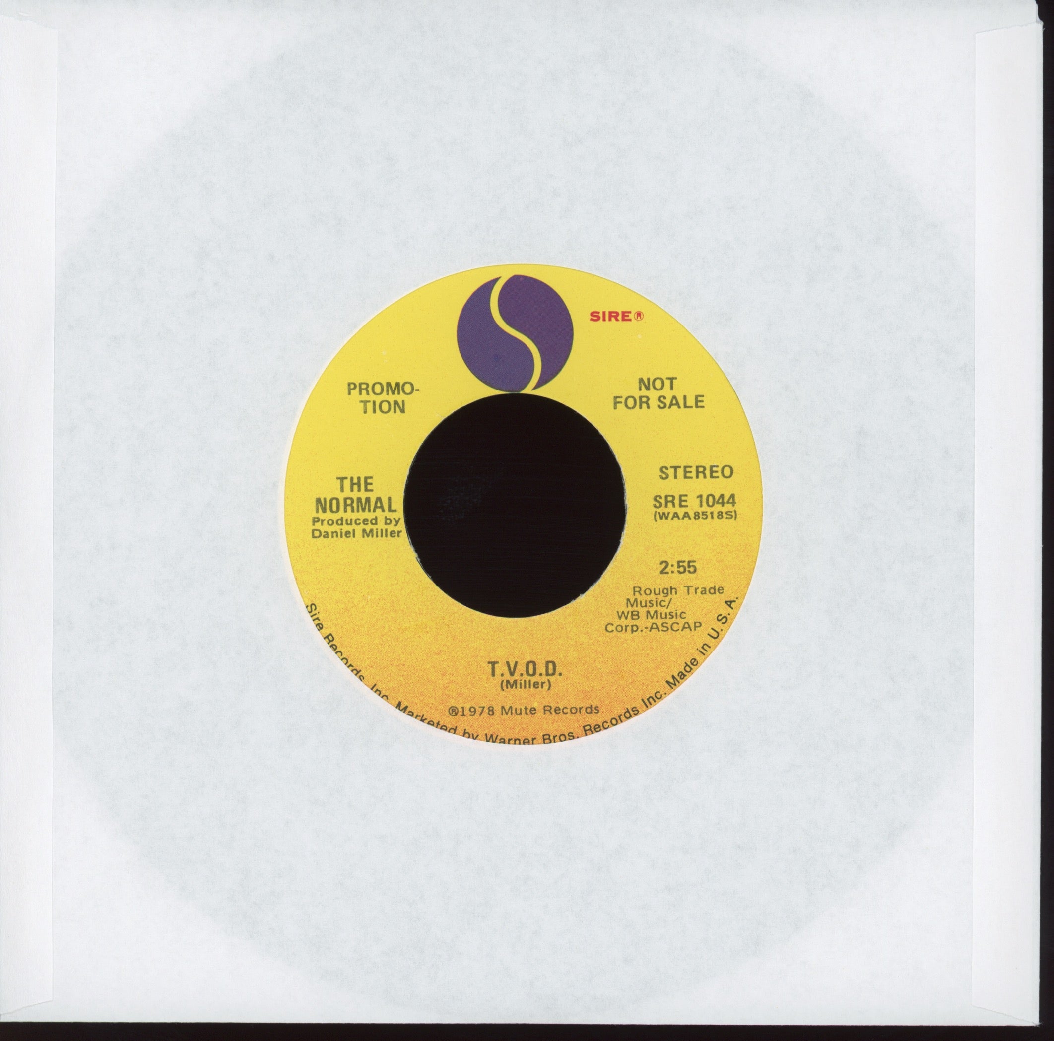 The Normal - T.V.O.D. on Sire Promo With Picture Sleeve
