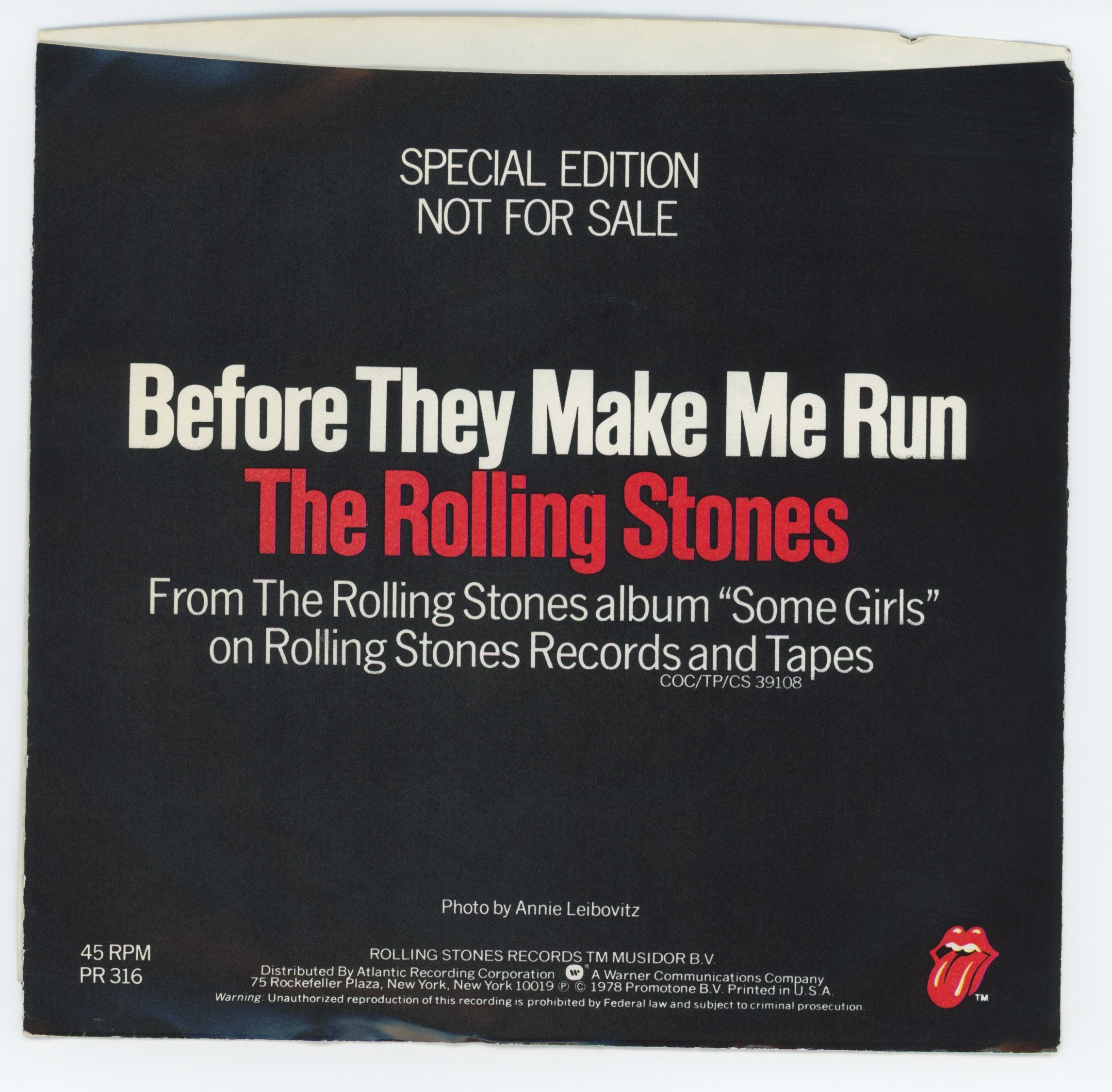 The Rolling Stones - Before They Make Me Run on Rolling Stones Records Promo With Picture Sleeve
