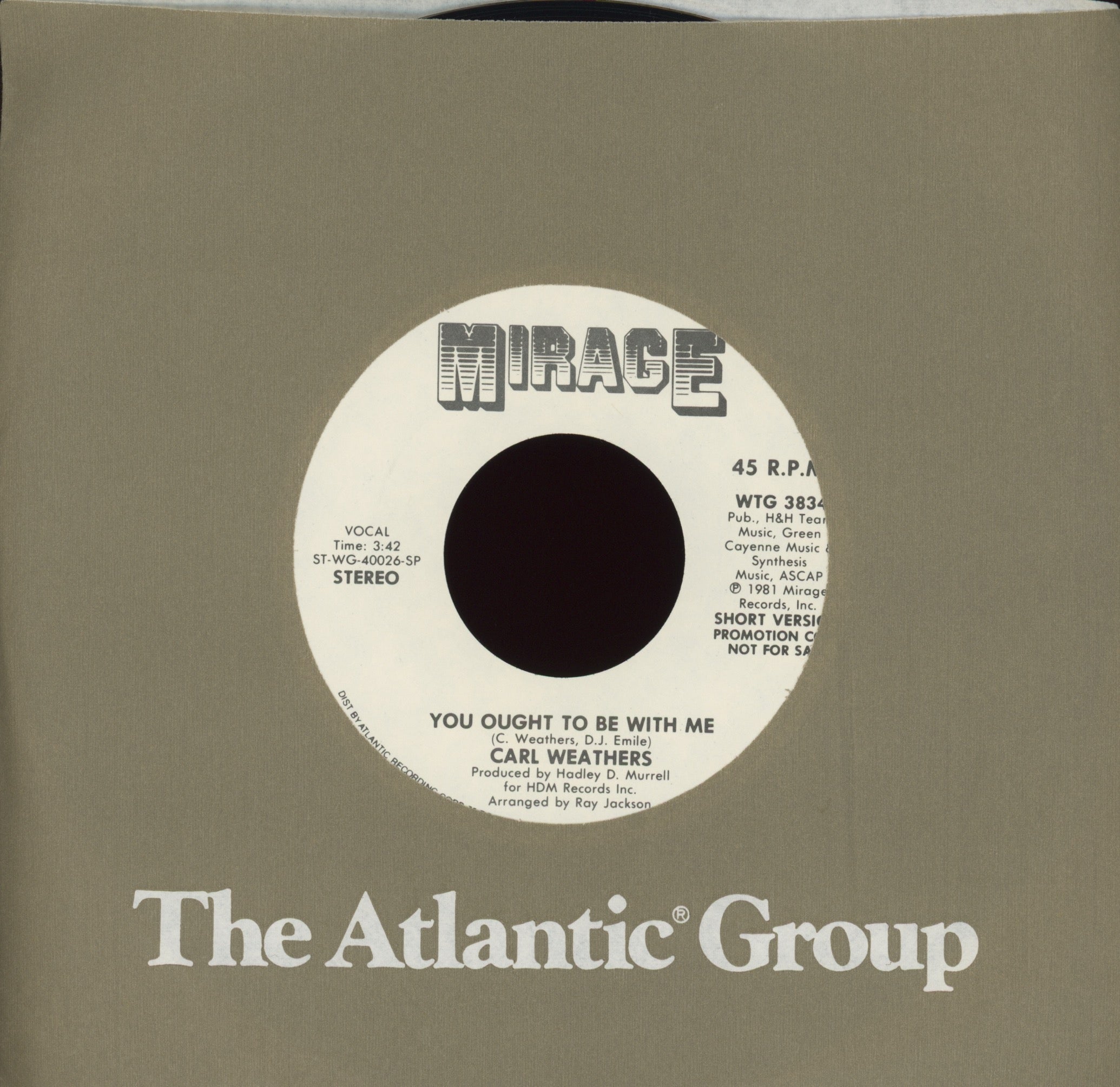 Carl Weathers - You Ought To Be With Me on Mirage Promo