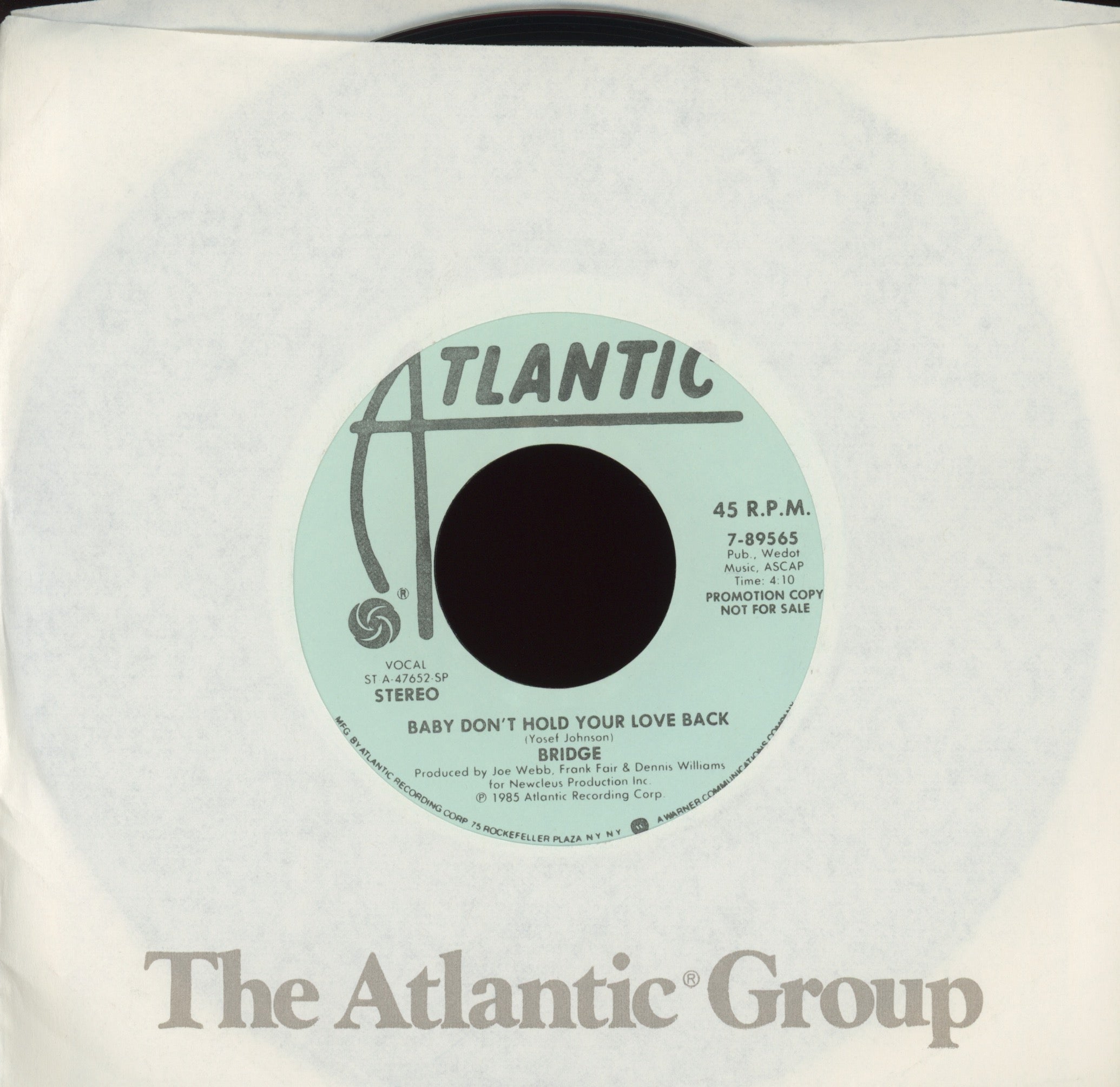 Bridge - Baby Don't Hold Your Love Back on Atlantic Promo