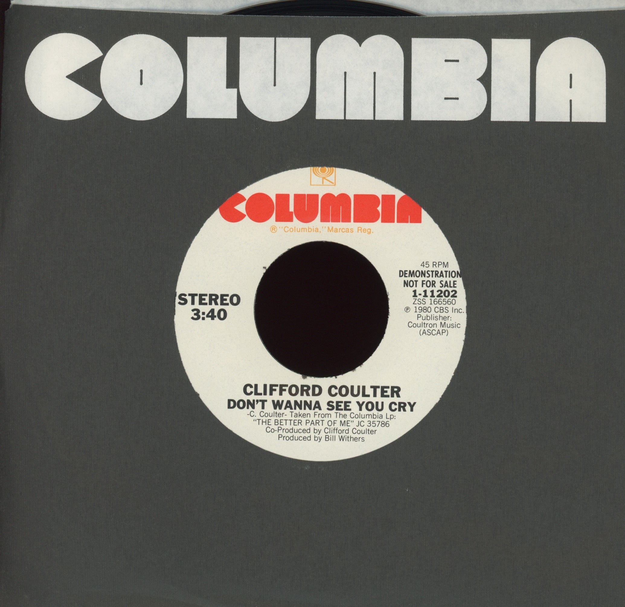 Clifford Coulter - Don't Wanna See You Cry on Columbia Promo