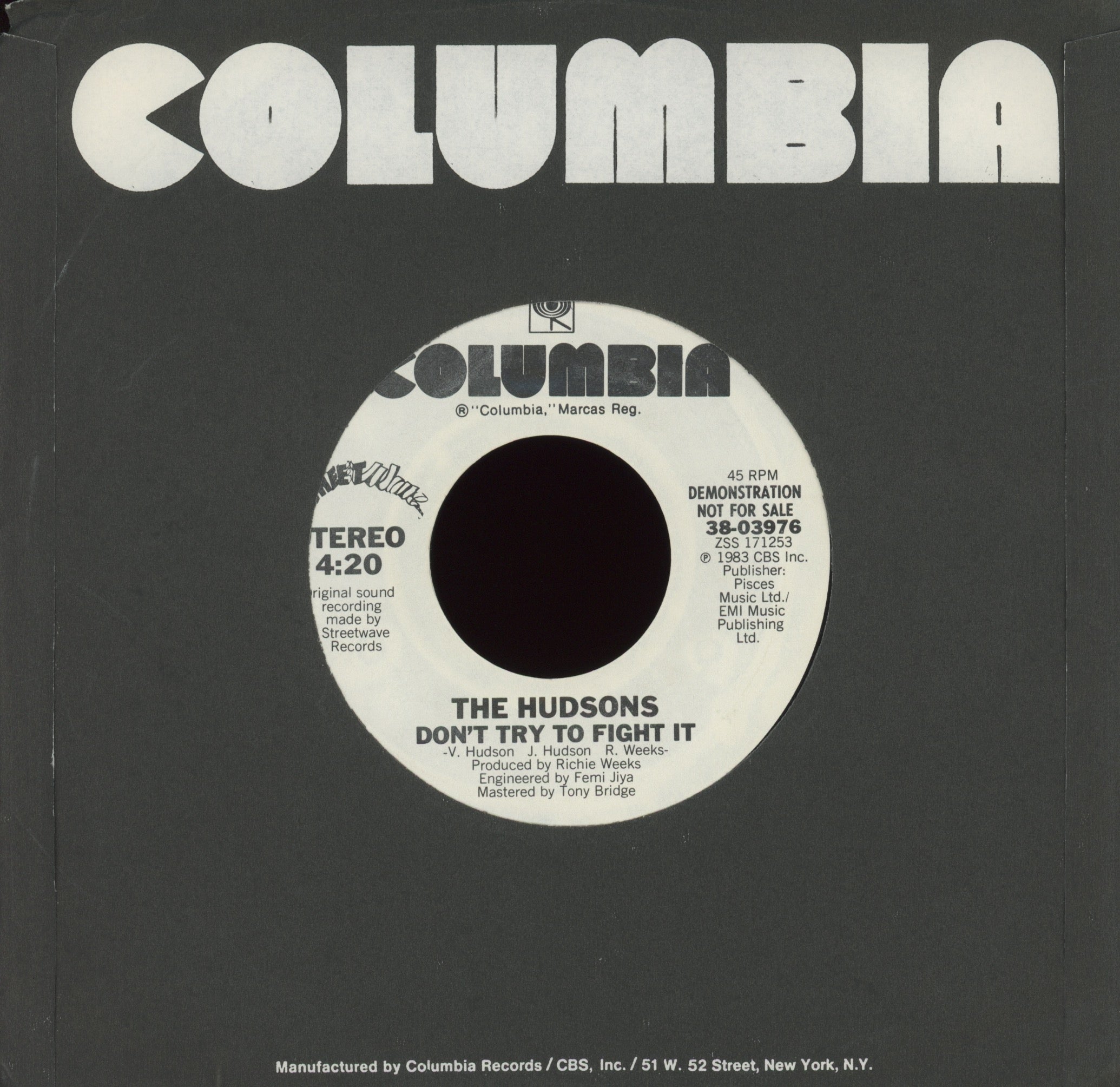 The Hudsons - Don't Try To Fight It on Columbia Promo