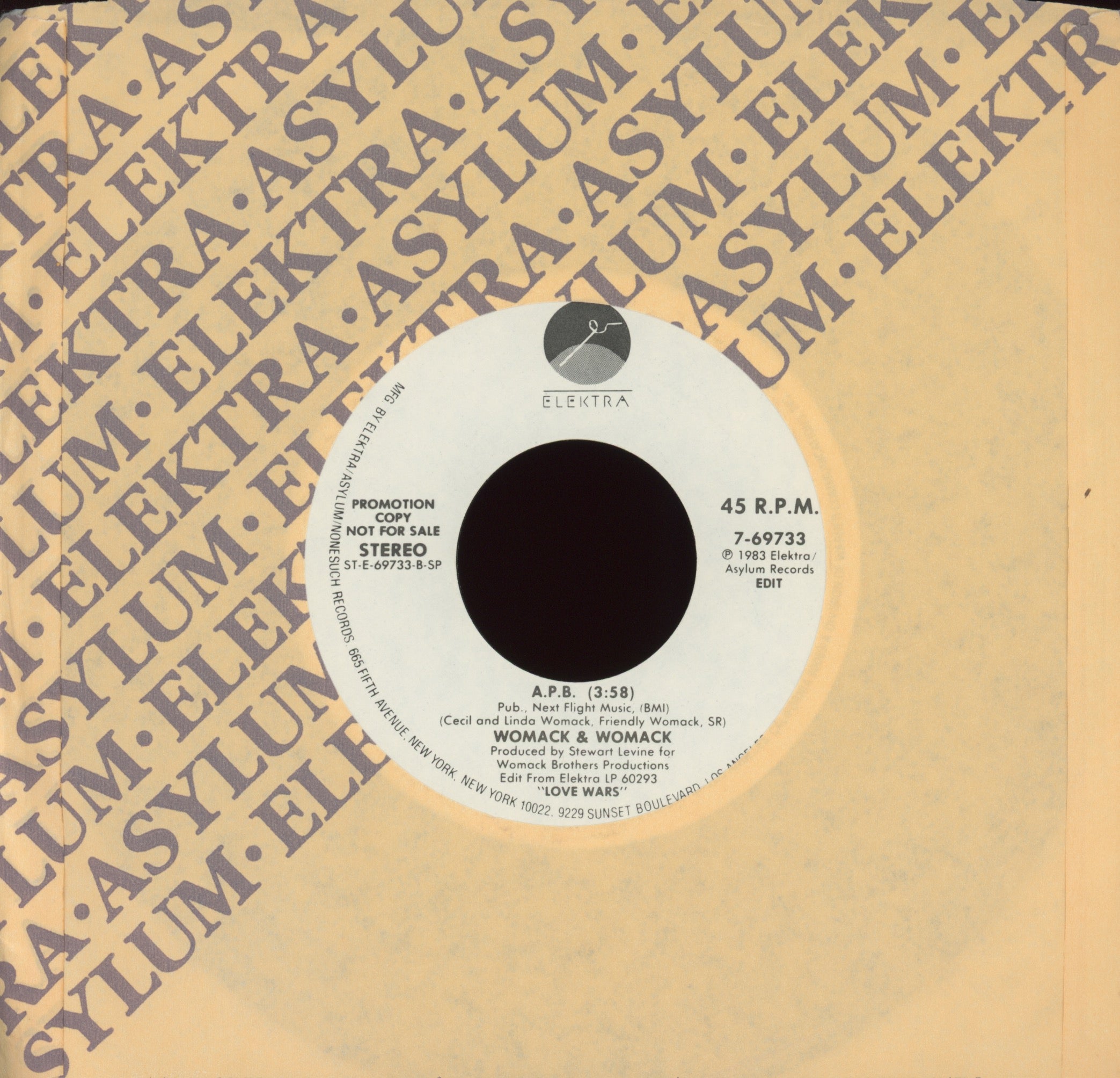 Womack & Womack - Baby I'm Scared Of You on Elektra Promo