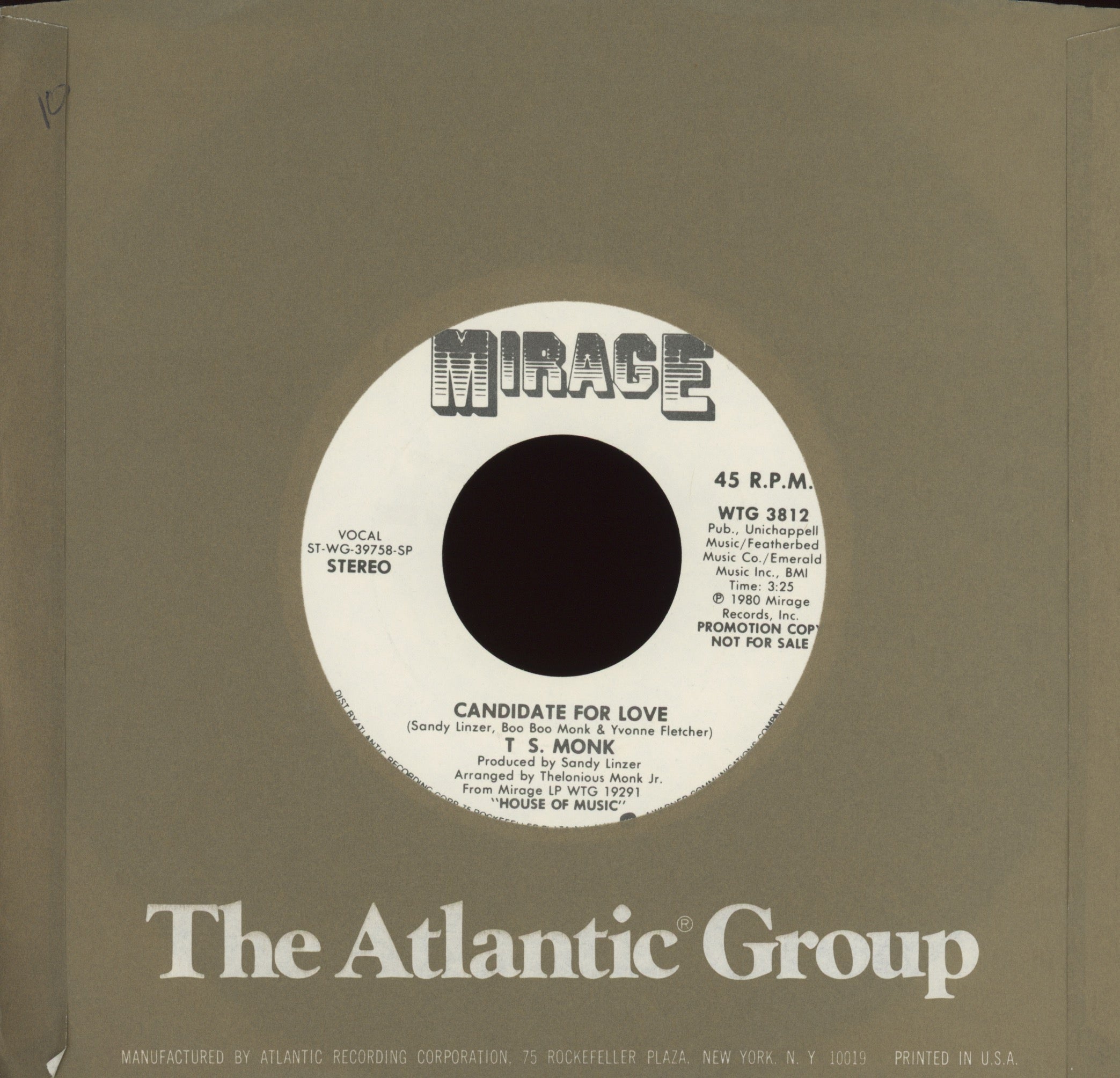 T.S. Monk - Candidate For Love on Mirage Promo