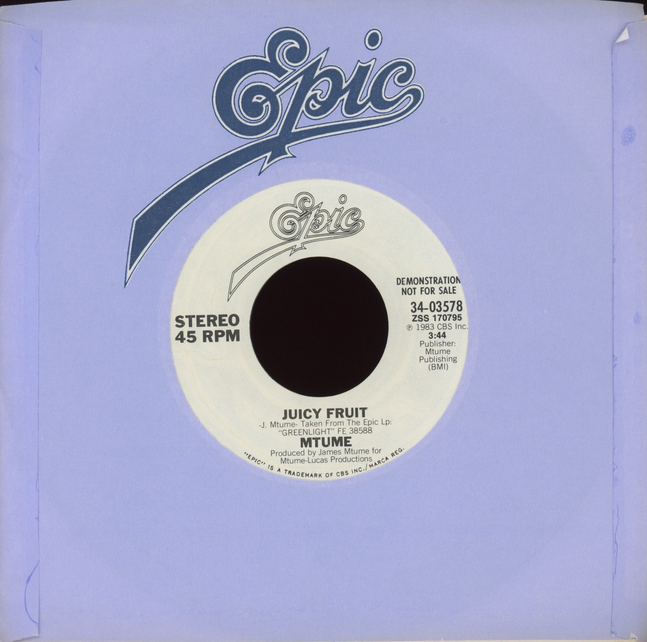 Mtume - Juicy Fruit on Epic Promo