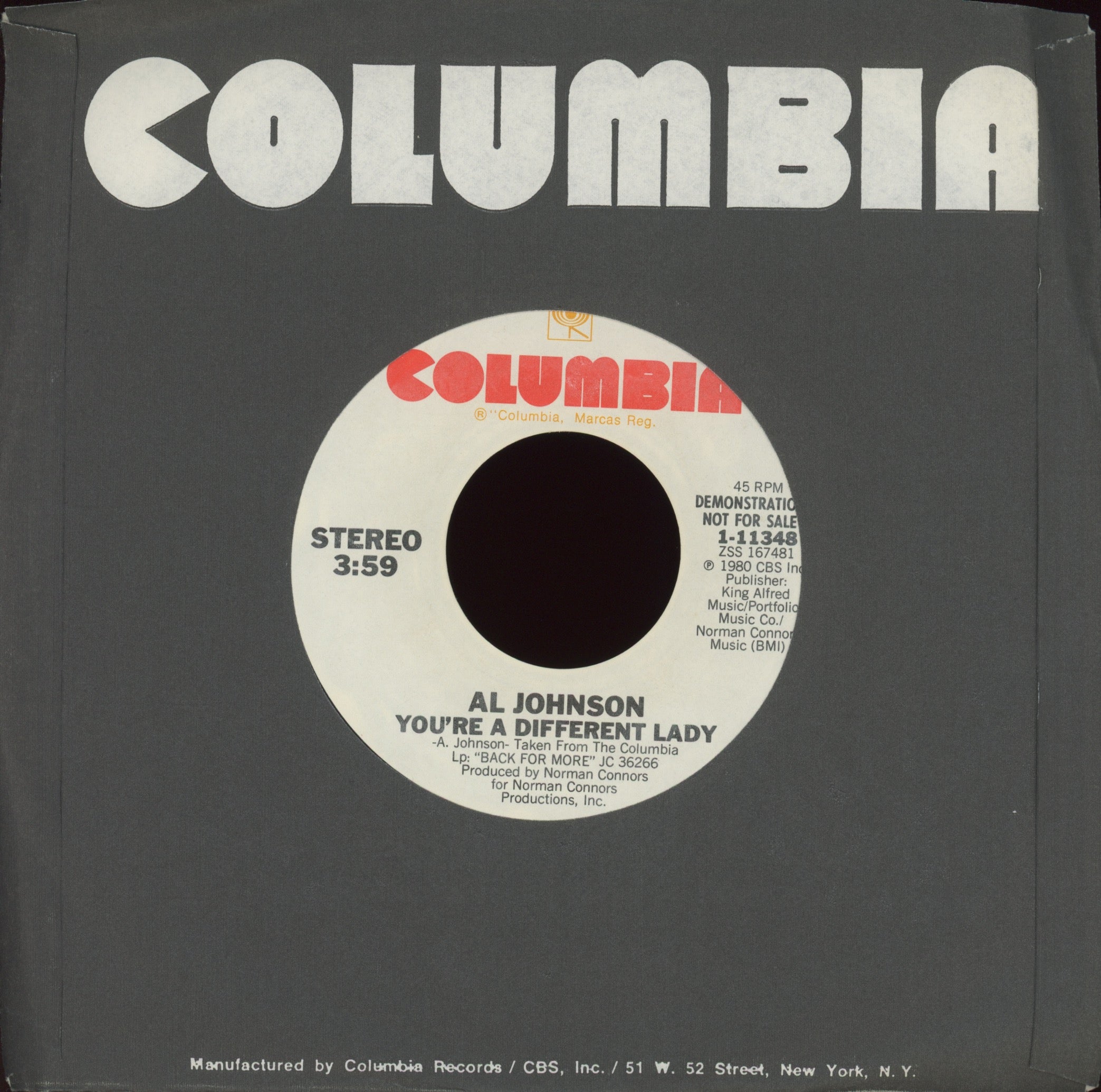 Al Johnson - You're A Different Lady on Columbia Promo