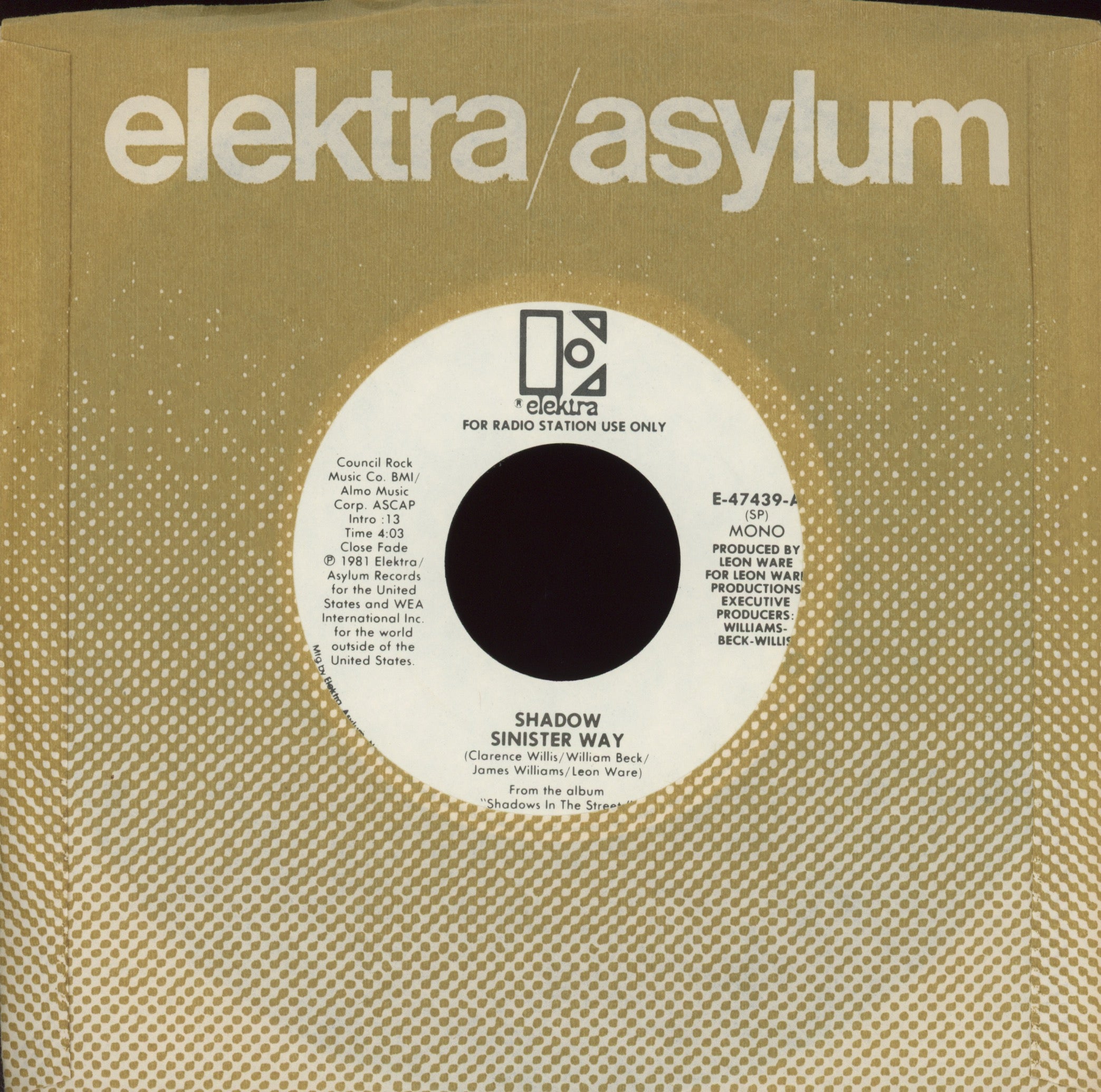 Shadow - Sinister Way on Elektra Promo
