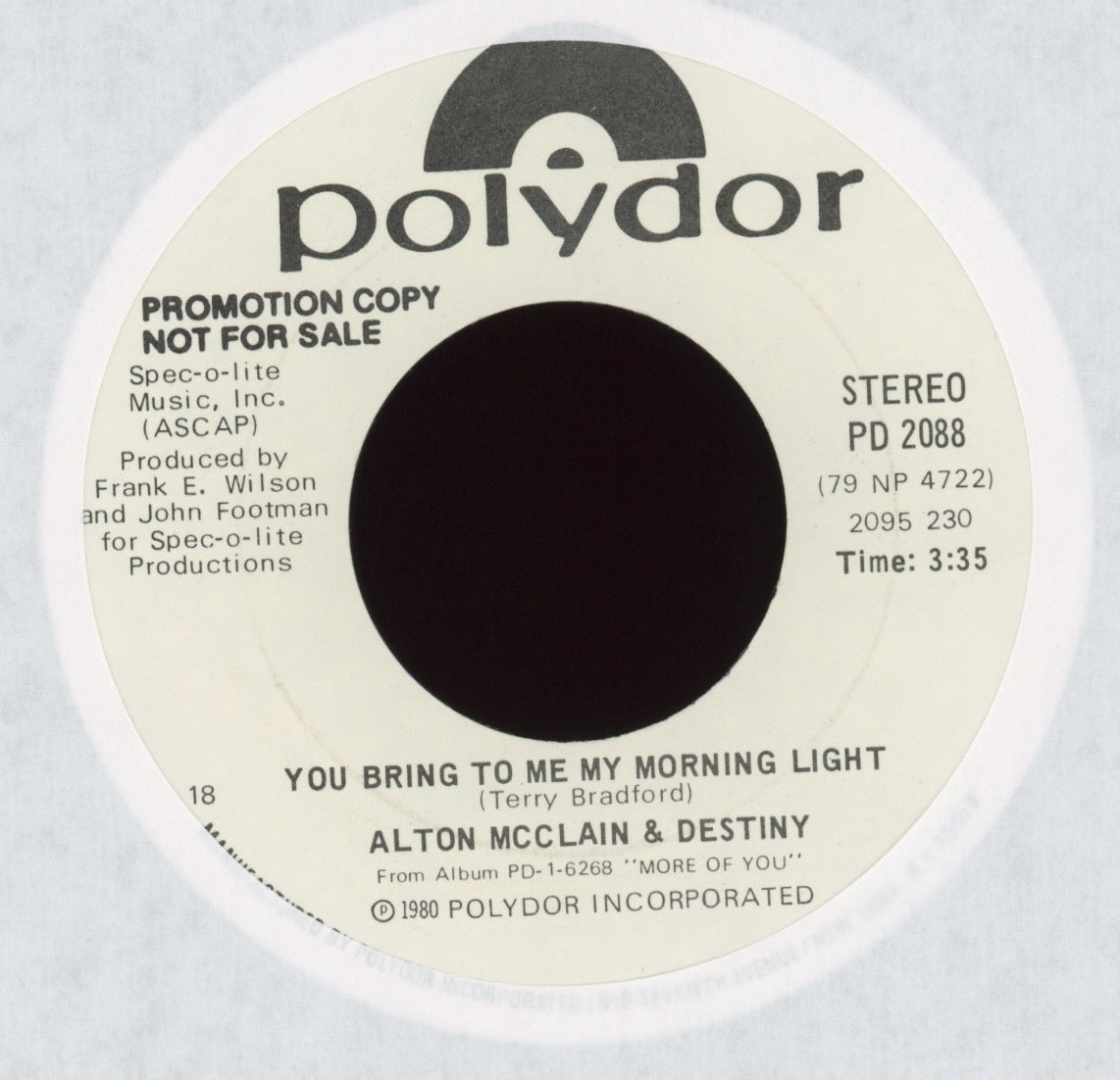 Alton Mcclain & Destiny - You Bring To Me My Morning Light on Polydor Promo