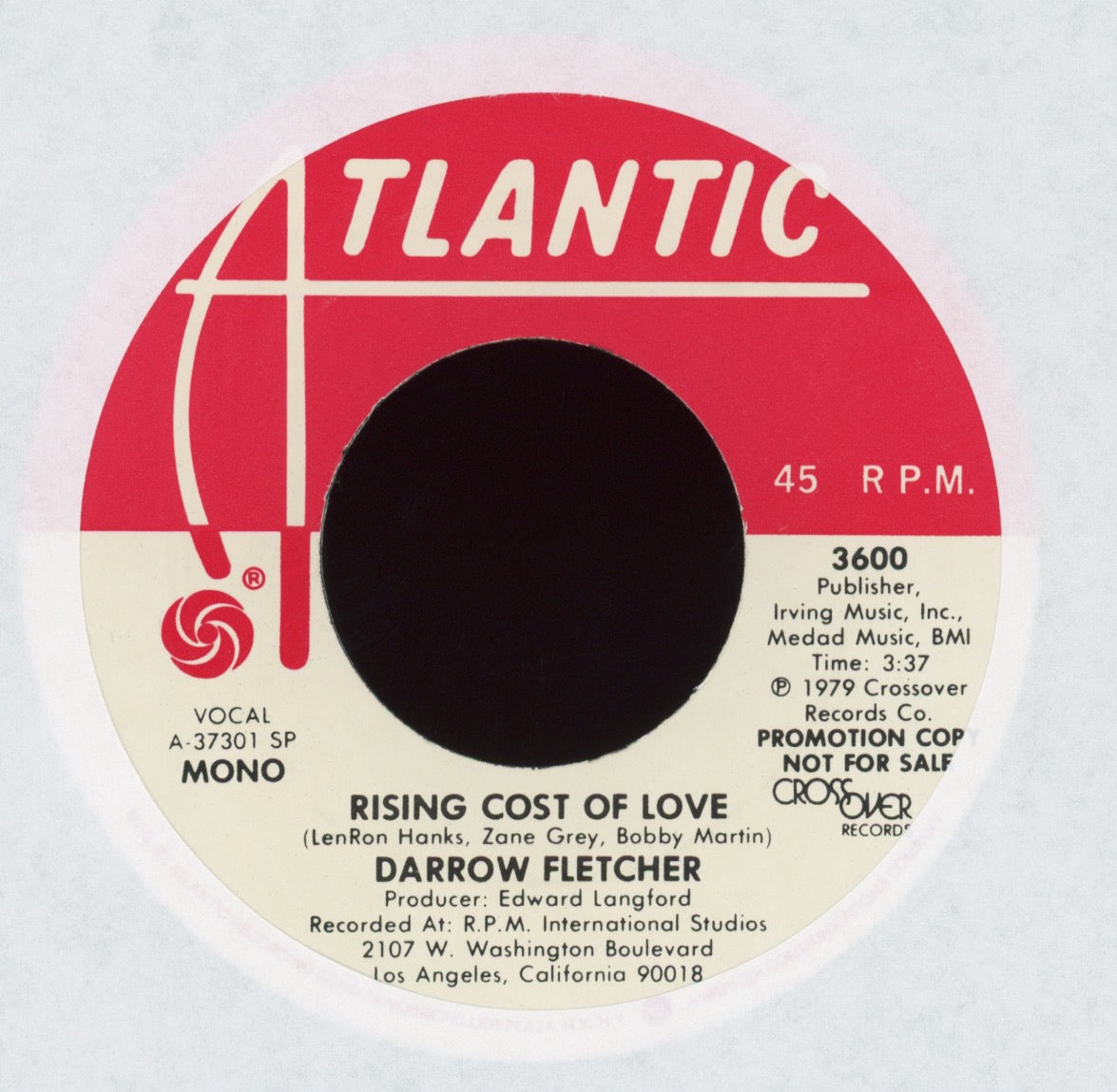 Darrow Fletcher - Rising Cost Of Love on Atlantic Promo