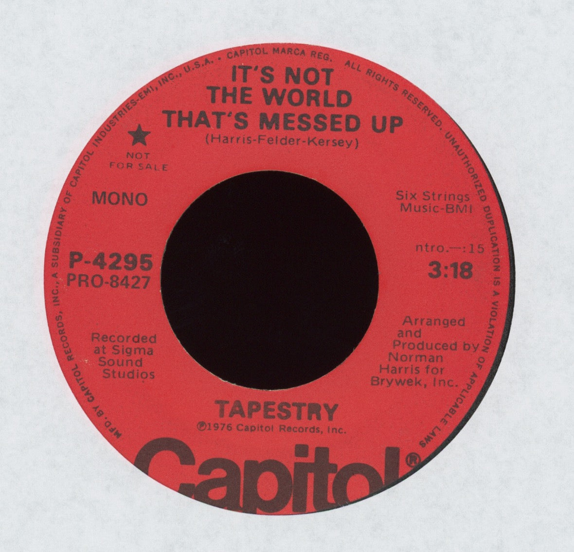 Tapestry - It's Not The World That's Messed Up on Capitol Promo