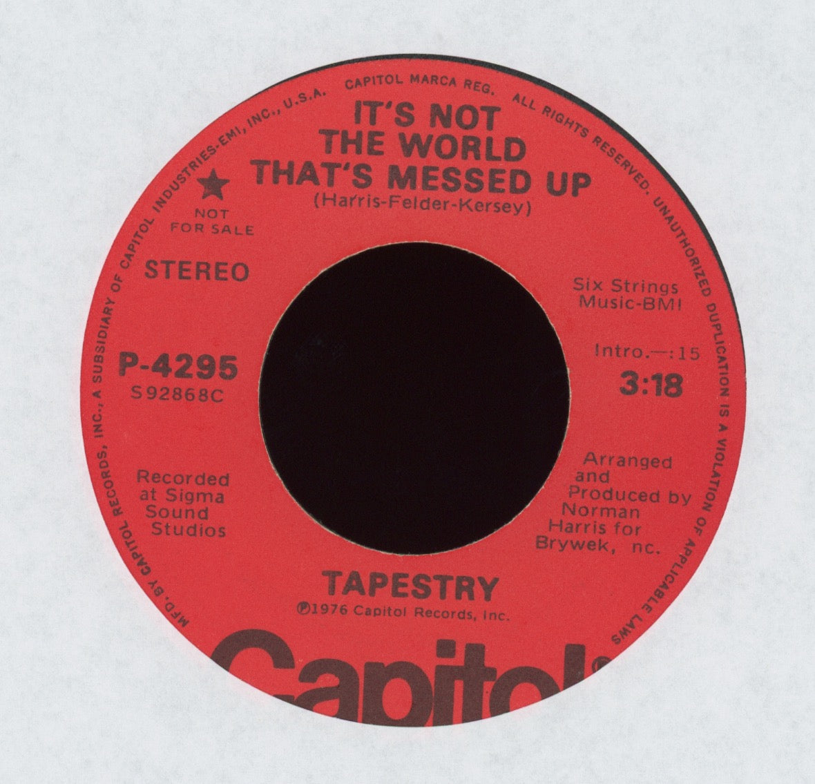 Tapestry - It's Not The World That's Messed Up on Capitol Promo