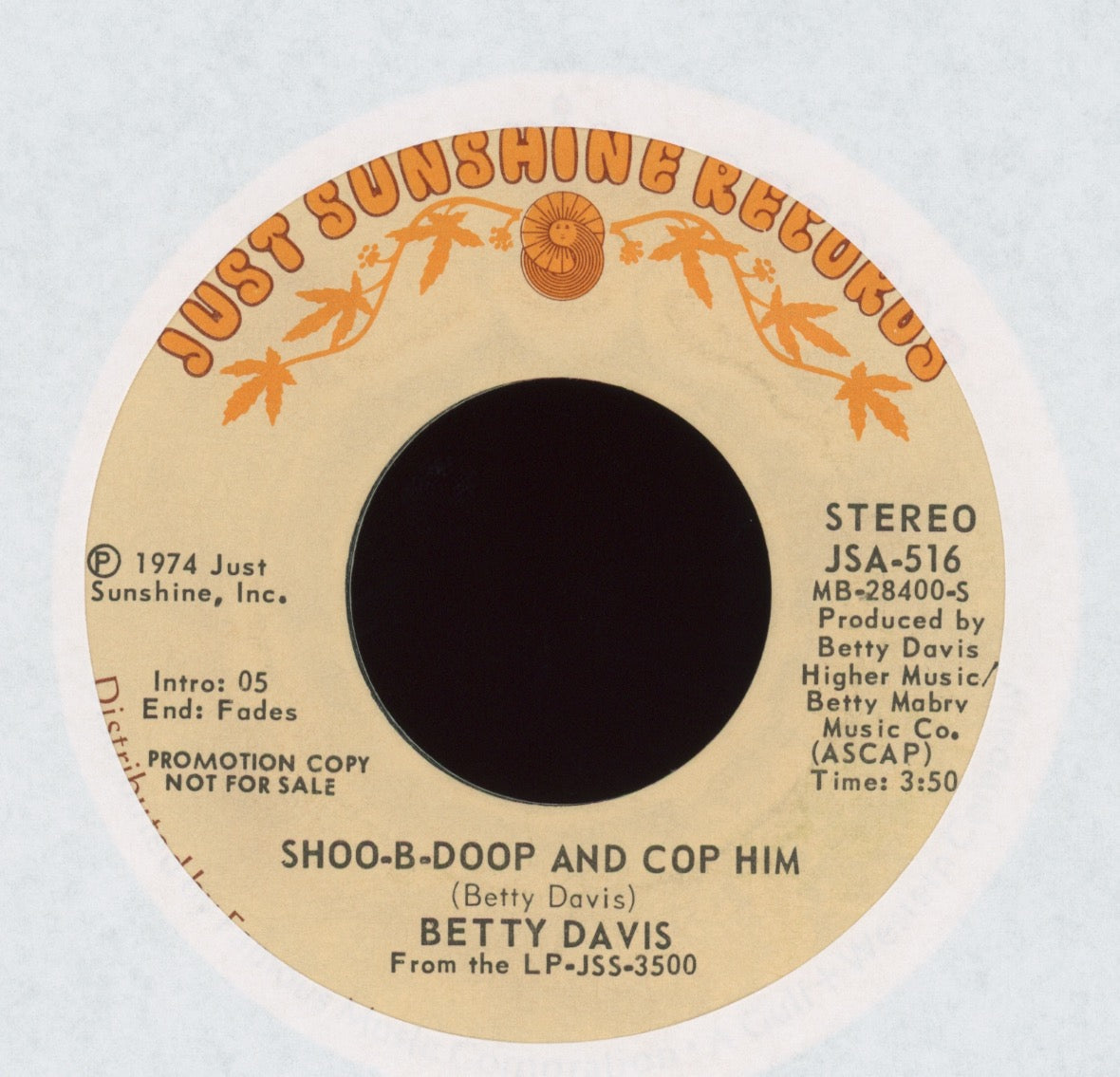 Betty Davis - Shoo-B-Doop And Cop Him on Just Sunshine