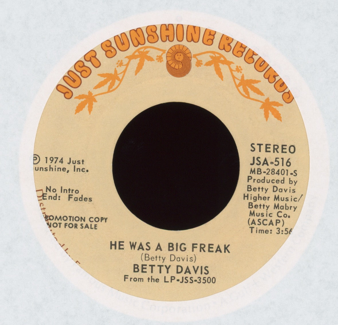 Betty Davis - Shoo-B-Doop And Cop Him on Just Sunshine