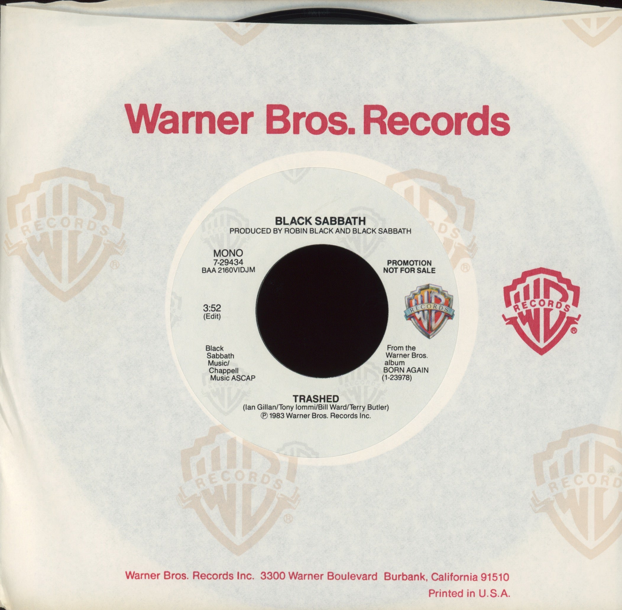 Black Sabbath - Trashed on Warner Bros Promo
