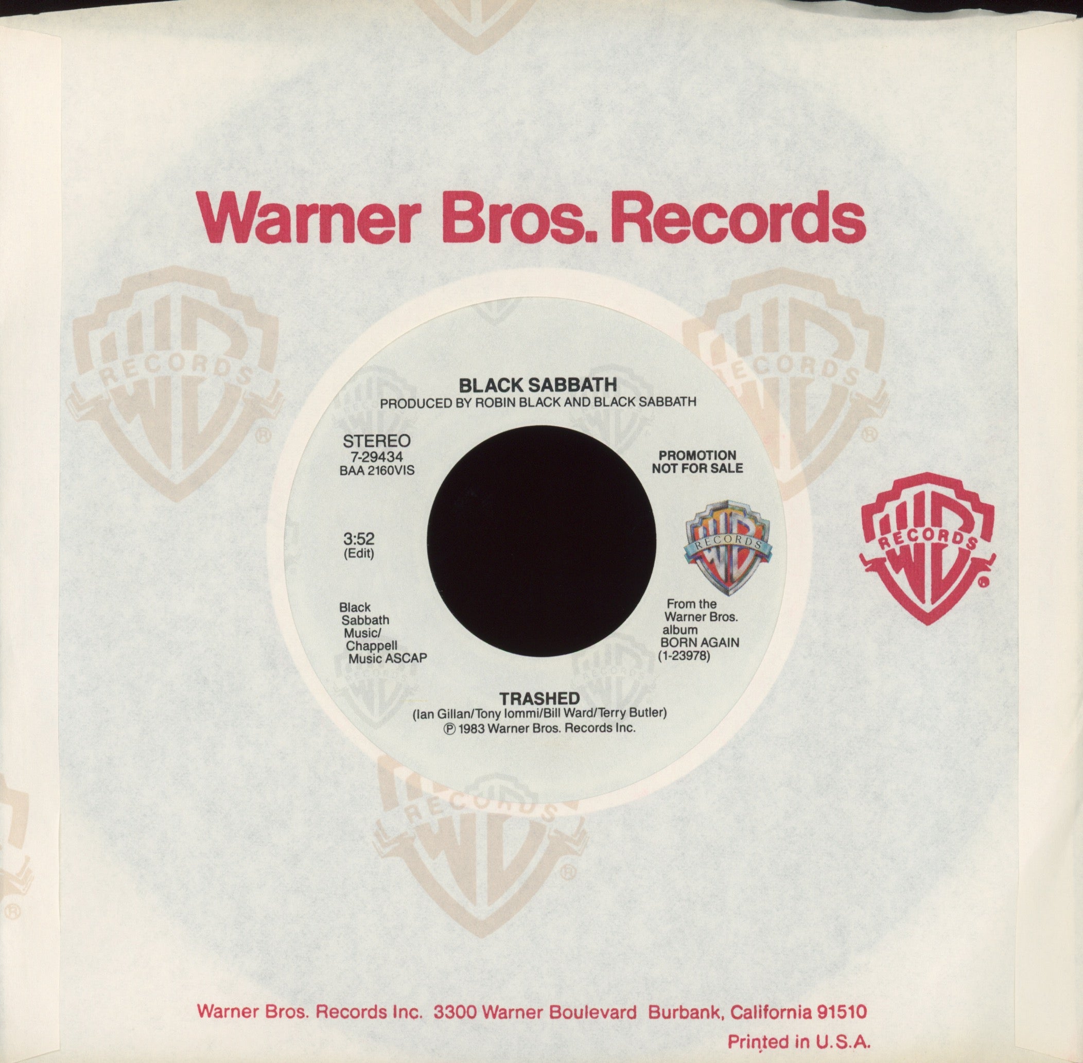 Black Sabbath - Trashed on Warner Bros Promo