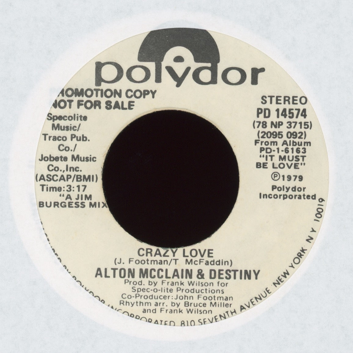 Alton McClain & Destiny - Crazy Love on Polydor Promo