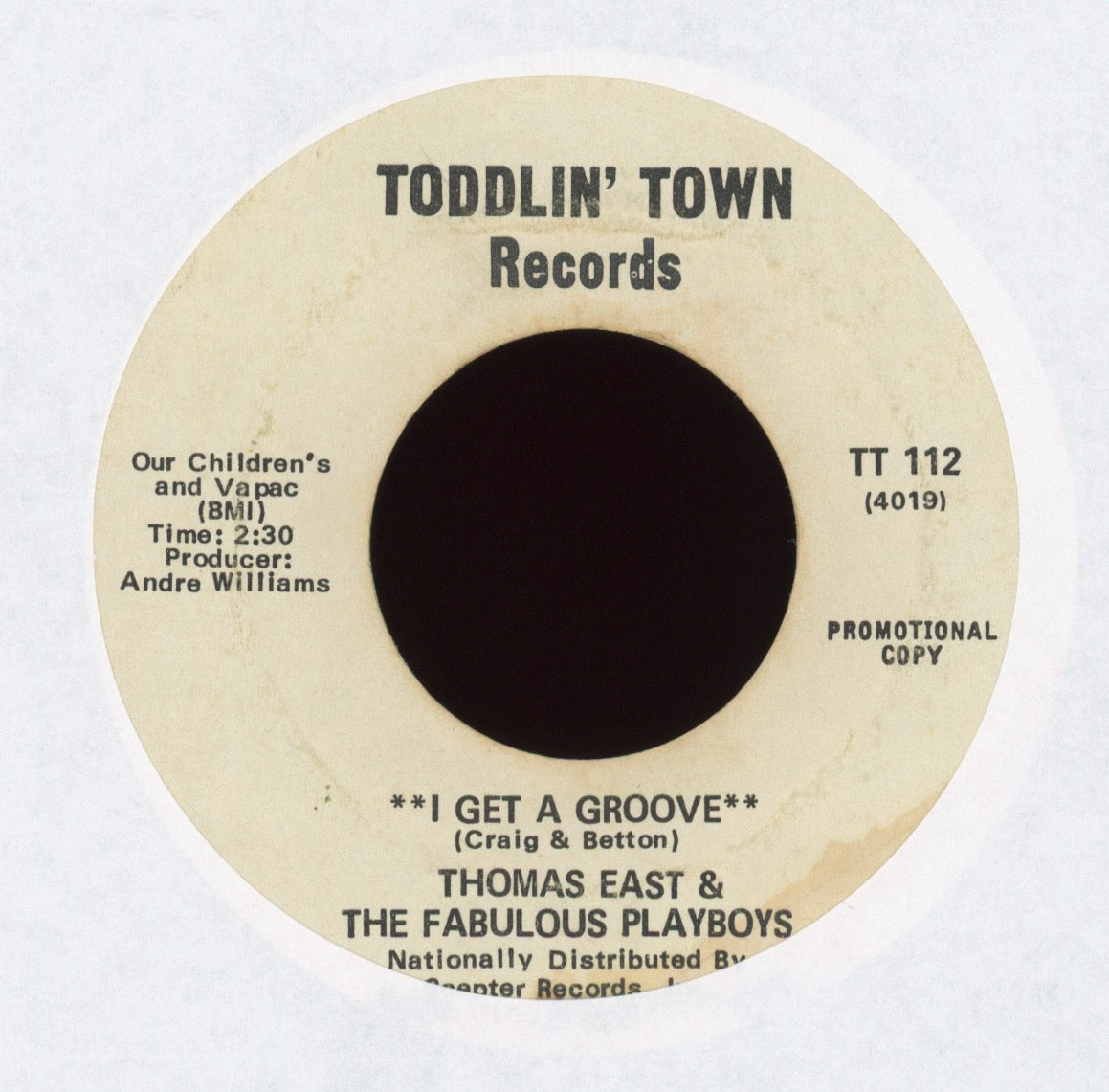 Thomas East & The Fabulous Playboys - I Get A Groove on Toddlin' Town Promo