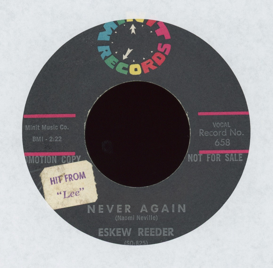 Eskew Reeder - Never Again on Minit Promo