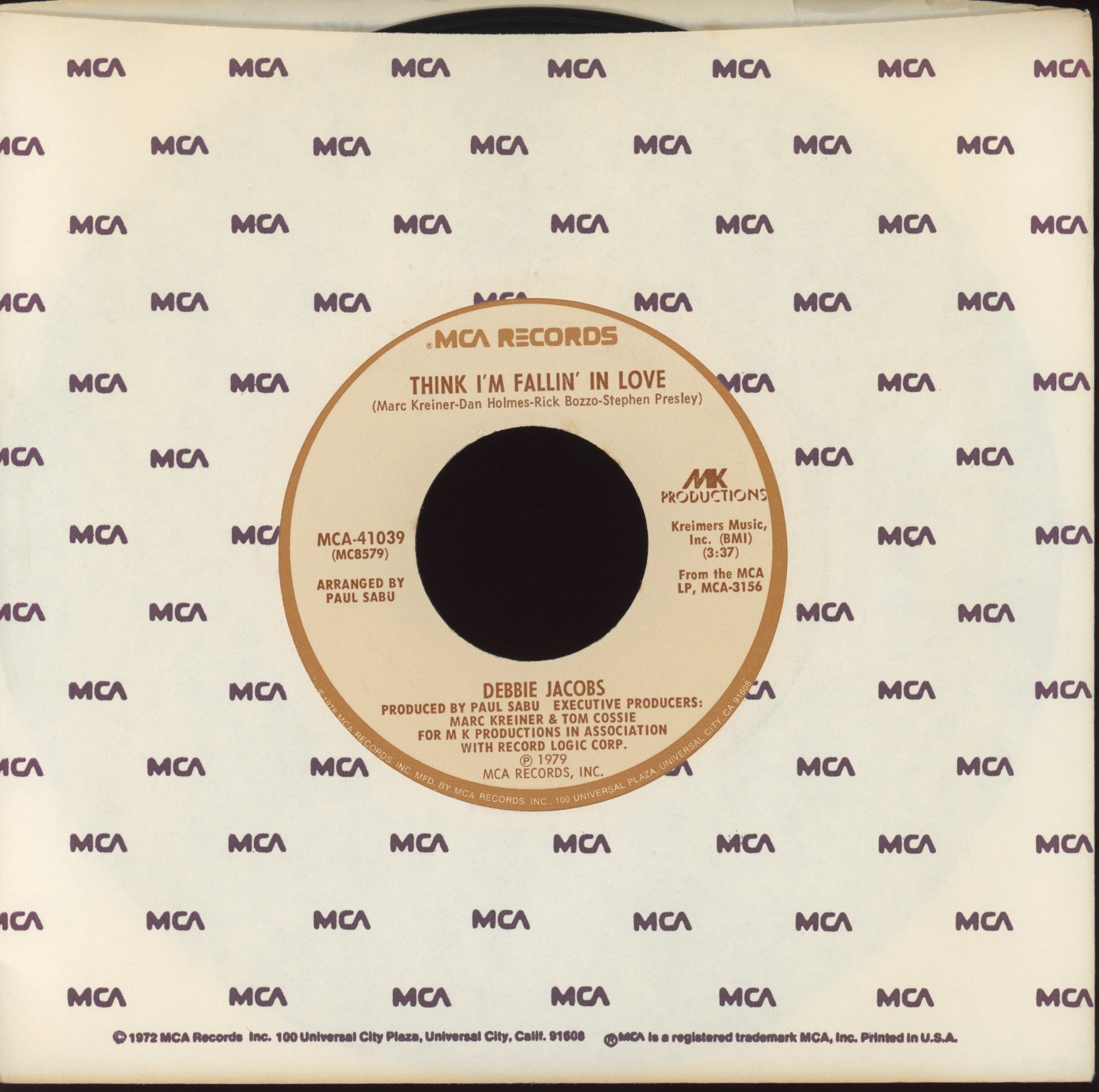 Debbie Jacobs - Think I'm Fallin' In Love on MCA