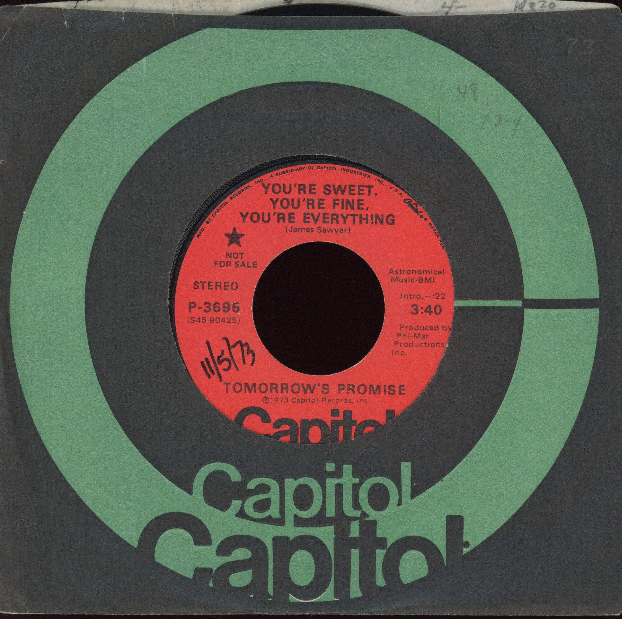 Tomorrow's Promise - You're Sweet, You're Fine, You're Everything on Capitol Promo