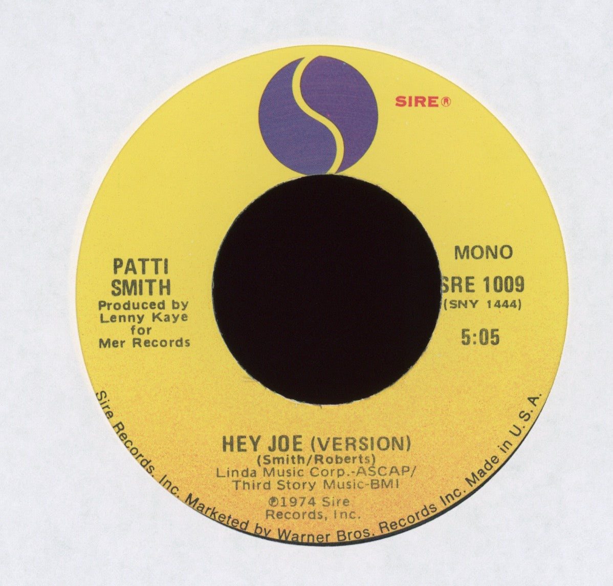 Patti Smith - Hey Joe (Version) / Piss Factory on Sire