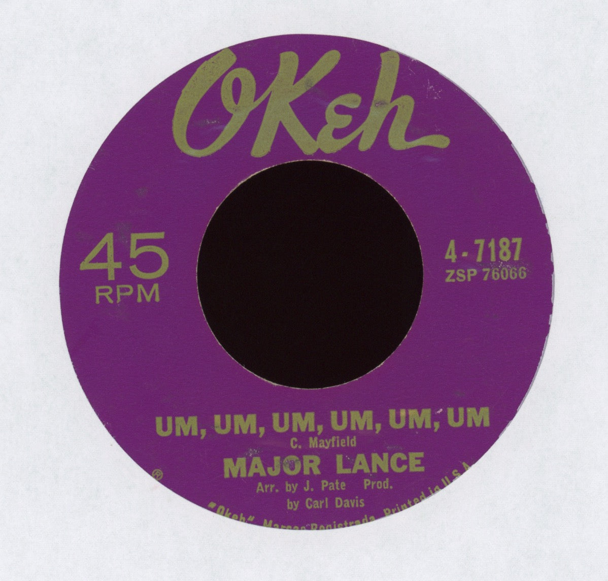 Major Lance - Um, Um, Um, Um, Um, Um on Okeh With Picture Sleeve