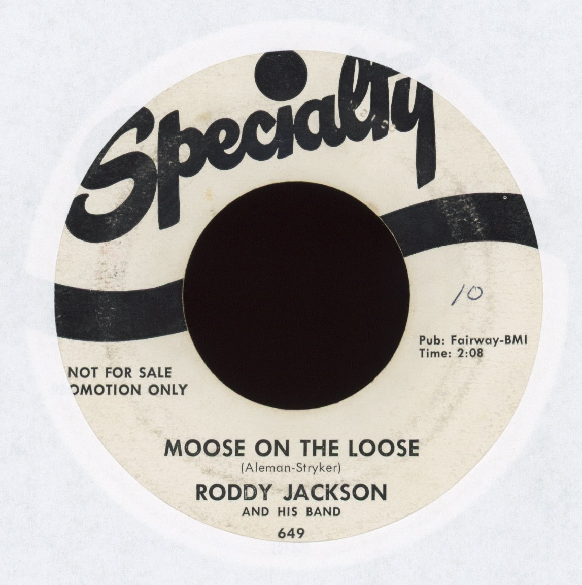 Roddy Jackson And His Band - Hiccups on Specialty Promo