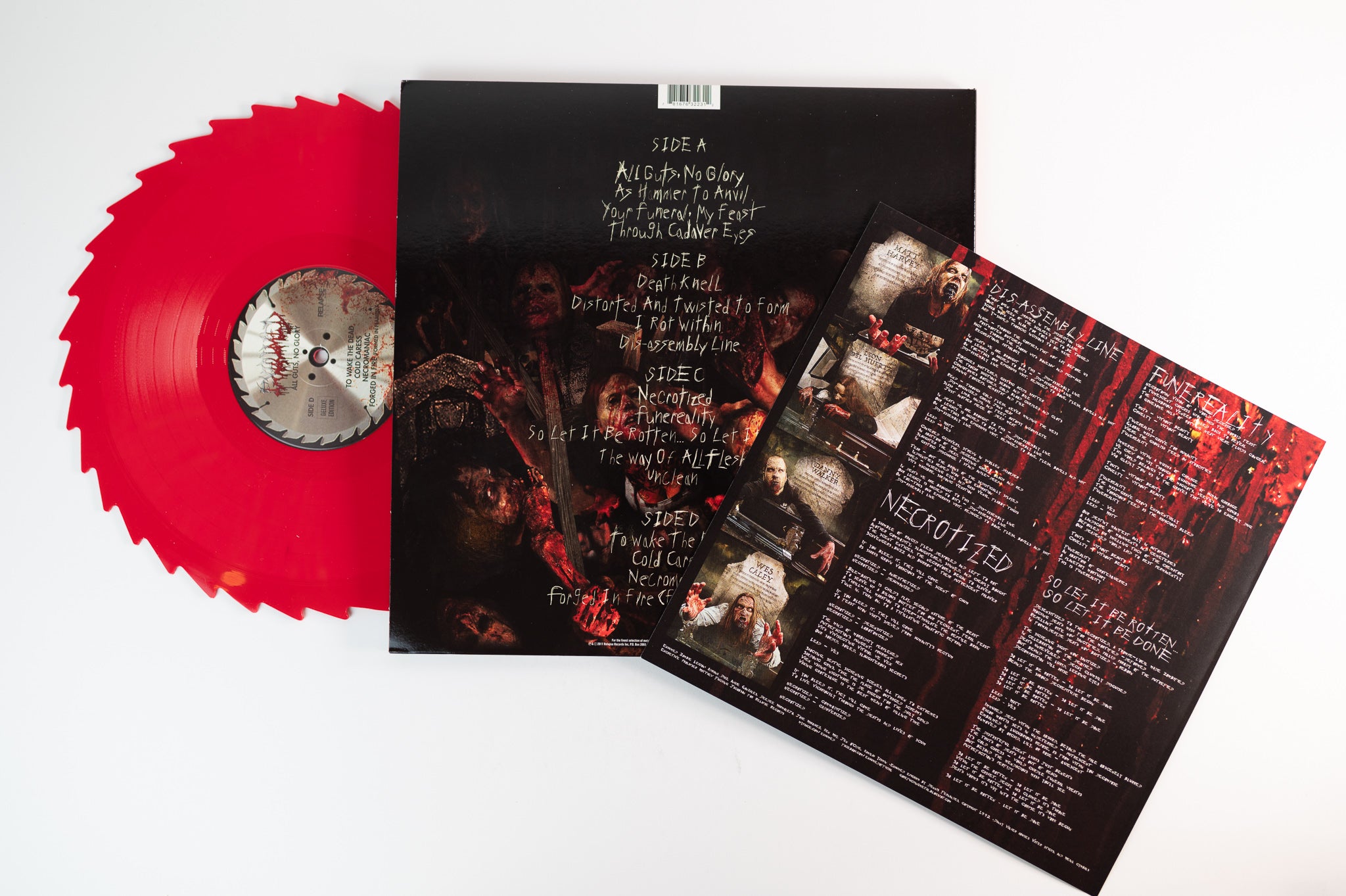 Exhumed - All Guts, No Glory on Relapse Ltd Sawblade Shaped Red Vinyl