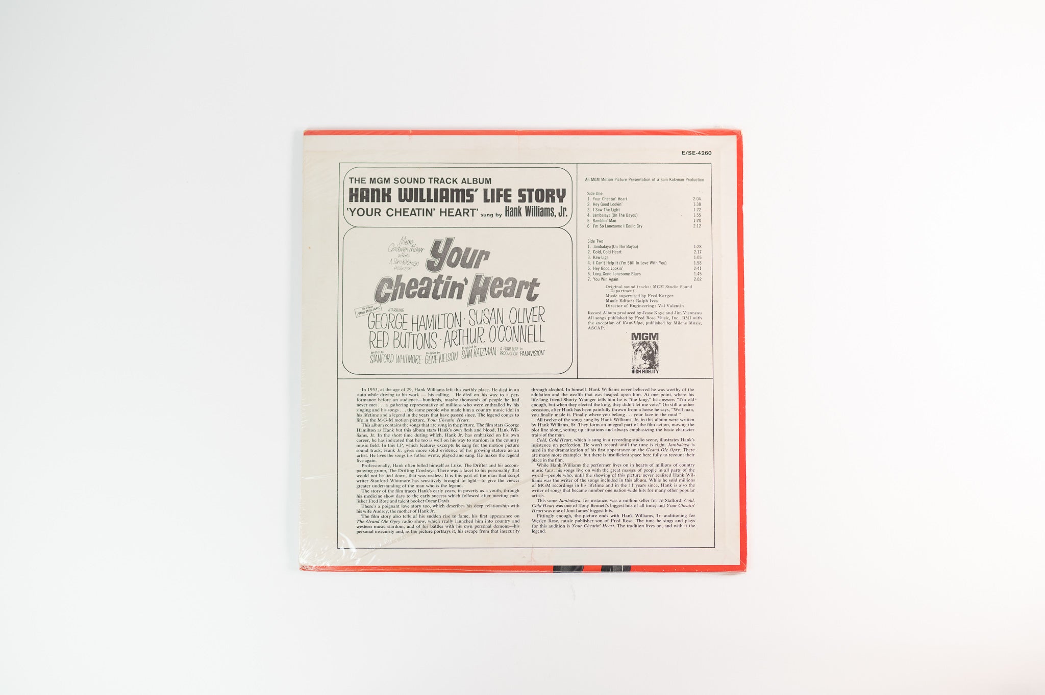 Hank Williams Jr. - Your Cheatin' Heart (Original Motion Picture Sound Track) on MGM Records