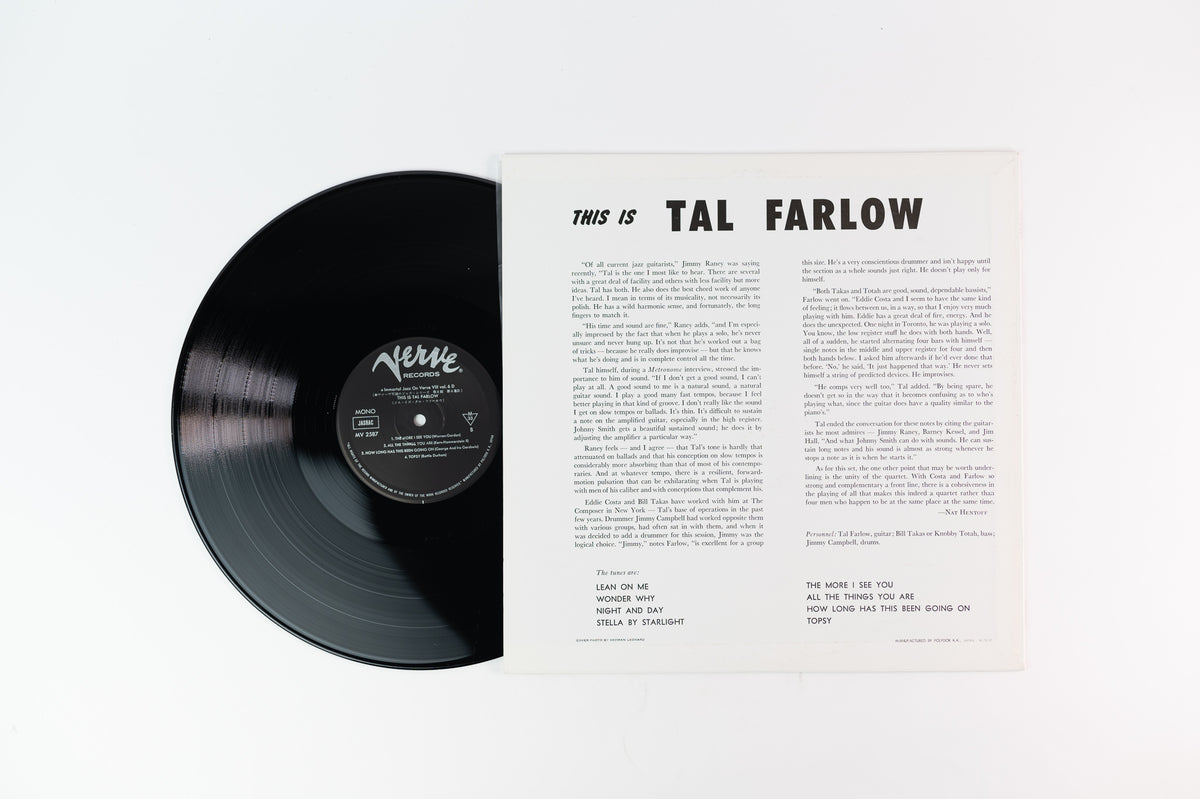 Tal Farlow This Is Tal Farlow on Verve Japanese Reisue Plaid Room