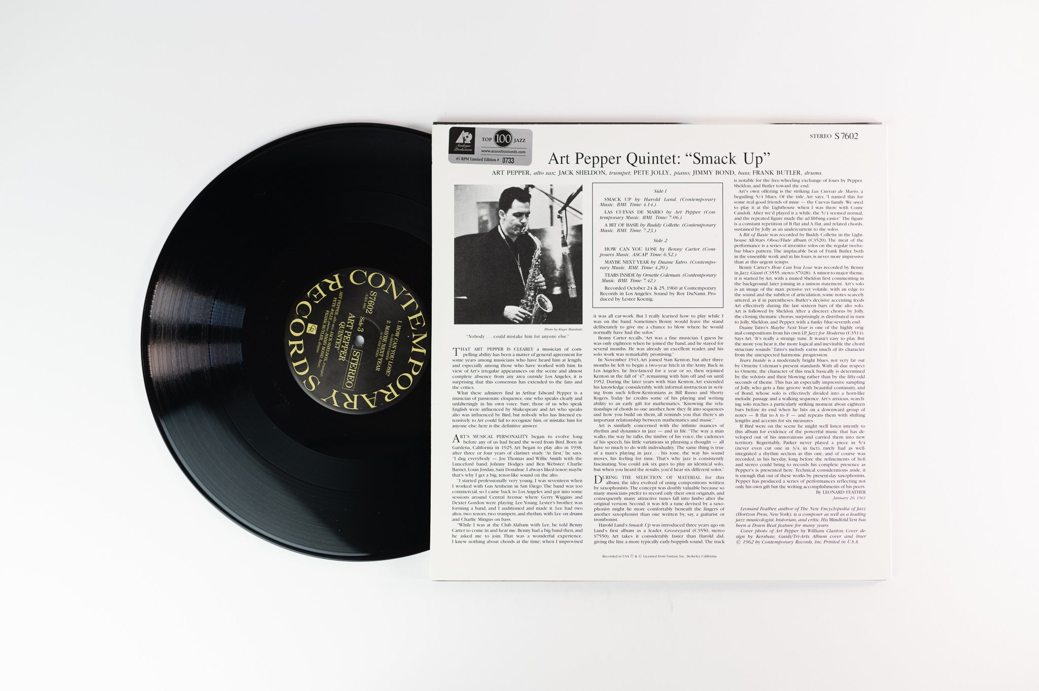 Art Pepper Quintet - Smack Up on Contemporary 45 RPM Ltd Numbered Reissue