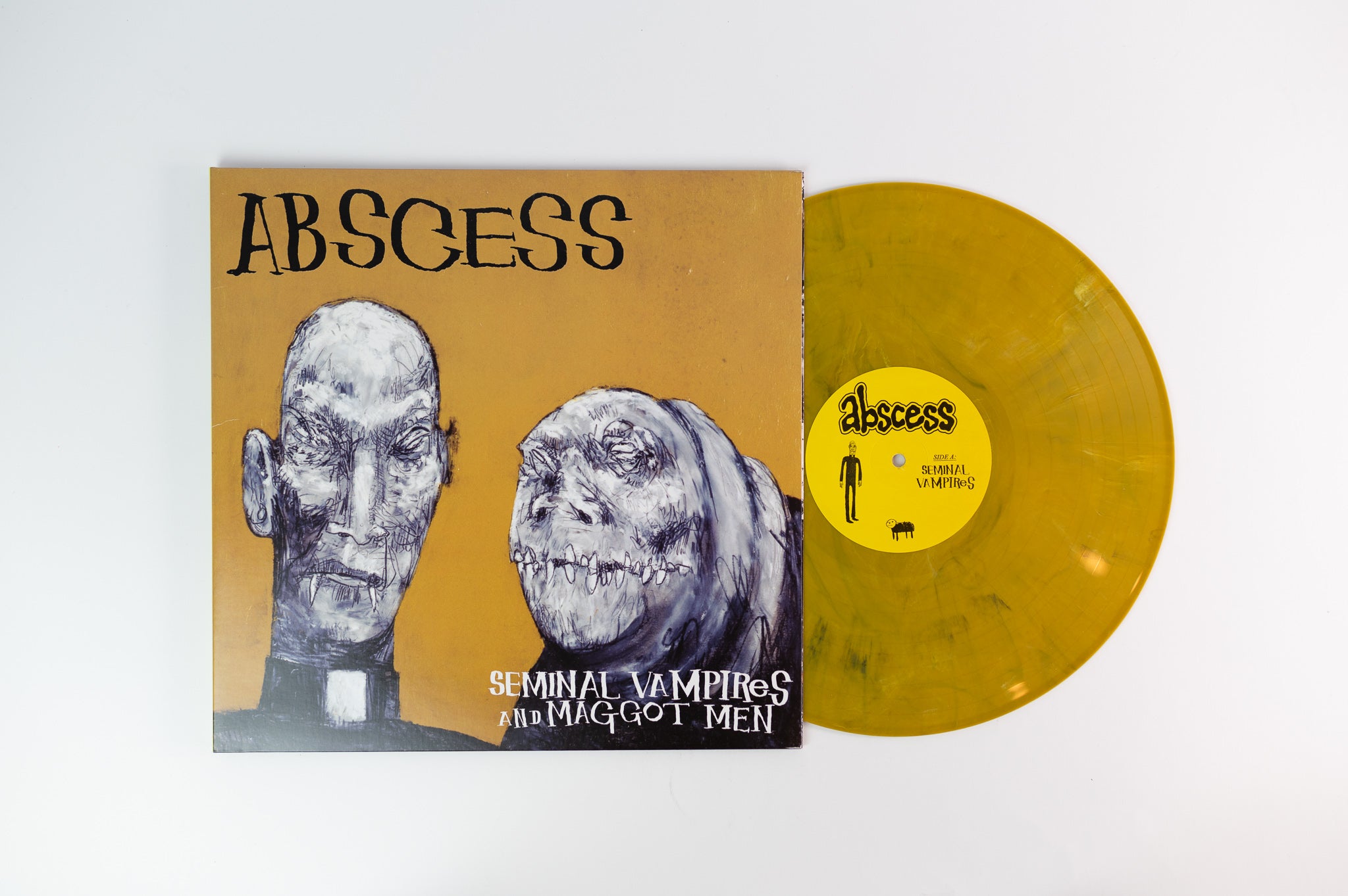 Abscess - Seminal Vampires And Maggot Men on HPGD Productions Limited Yellow Brown Splatter