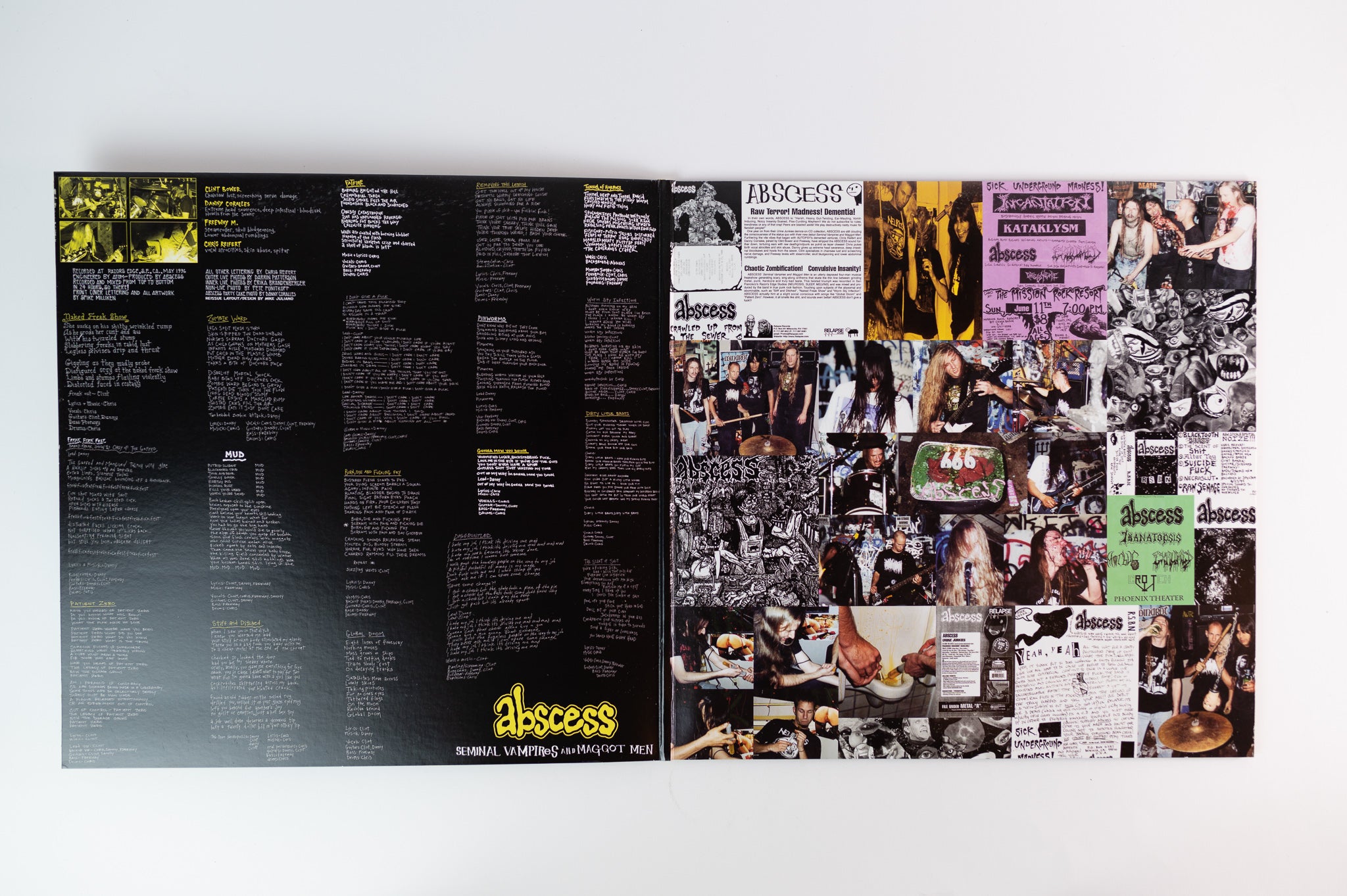 Abscess - Seminal Vampires And Maggot Men on HPGD Productions Limited Yellow Brown Splatter
