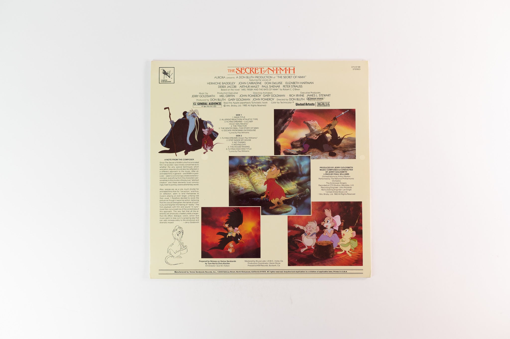 Jerry Goldsmith - The Secret Of NIMH (Original Motion Picture Soundtrack) on Varese Sarabande Sealed