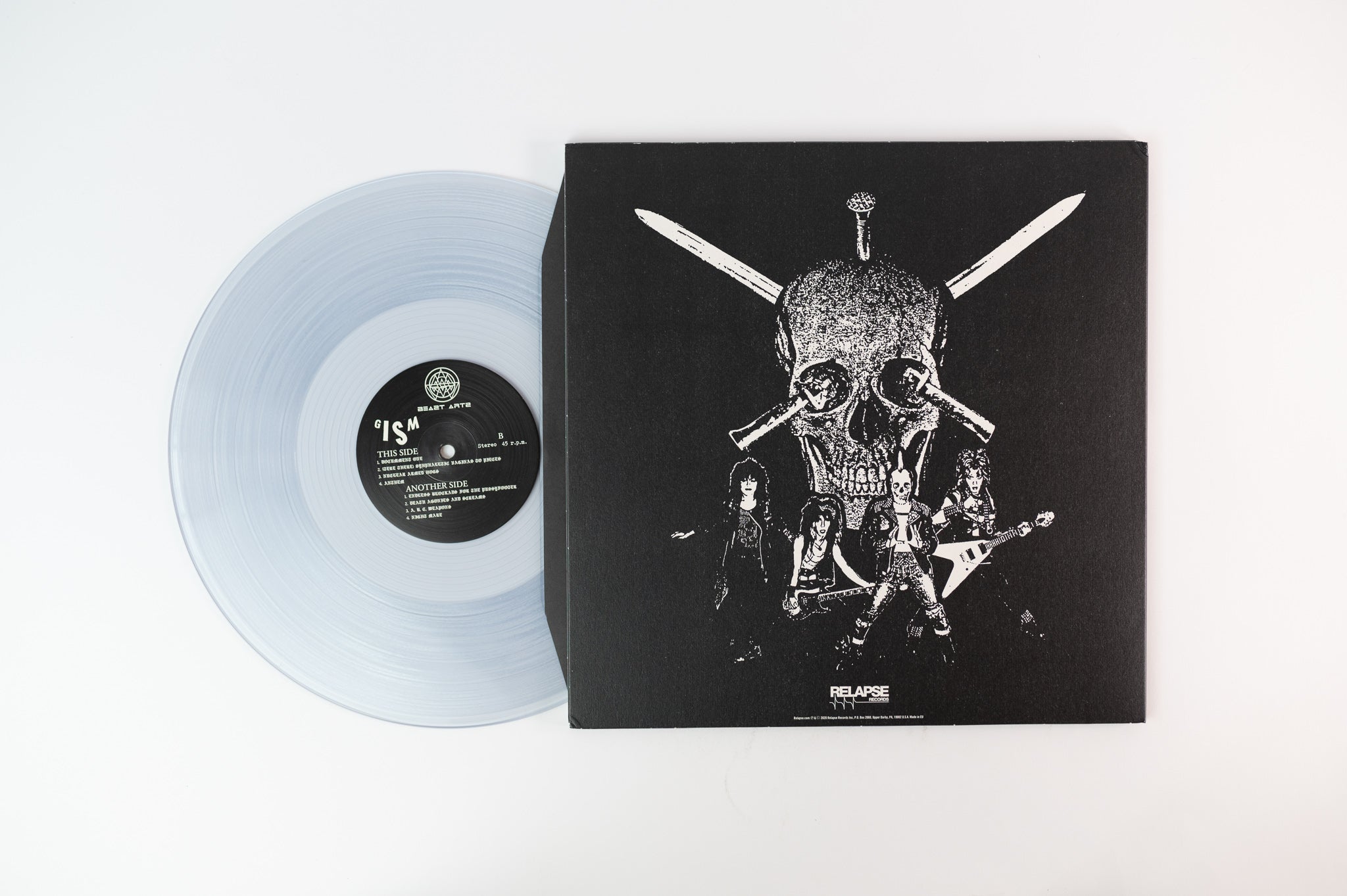 G.I.S.M. - Detestation on Relapse Clear Vinyl LP with Clear Vinyl 7" Reissue