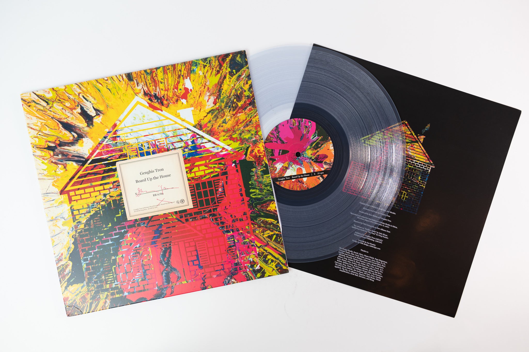 Genghis Tron - Board Up The House on Relapse Clear Vinyl Reissue